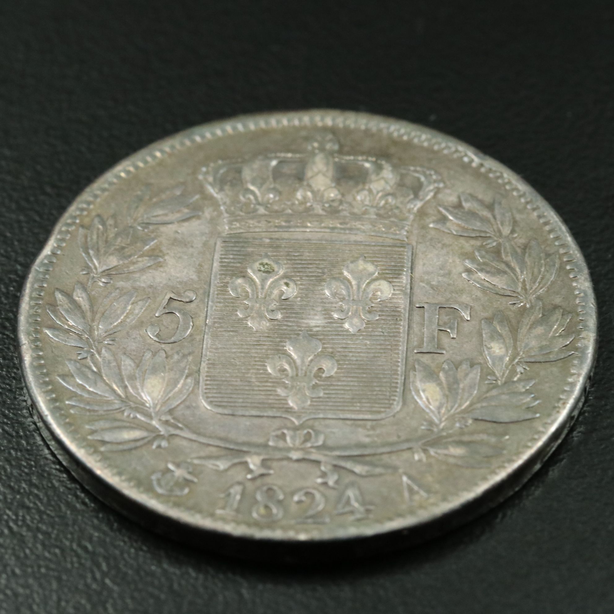 1824 A France Five Francs Silver Coin