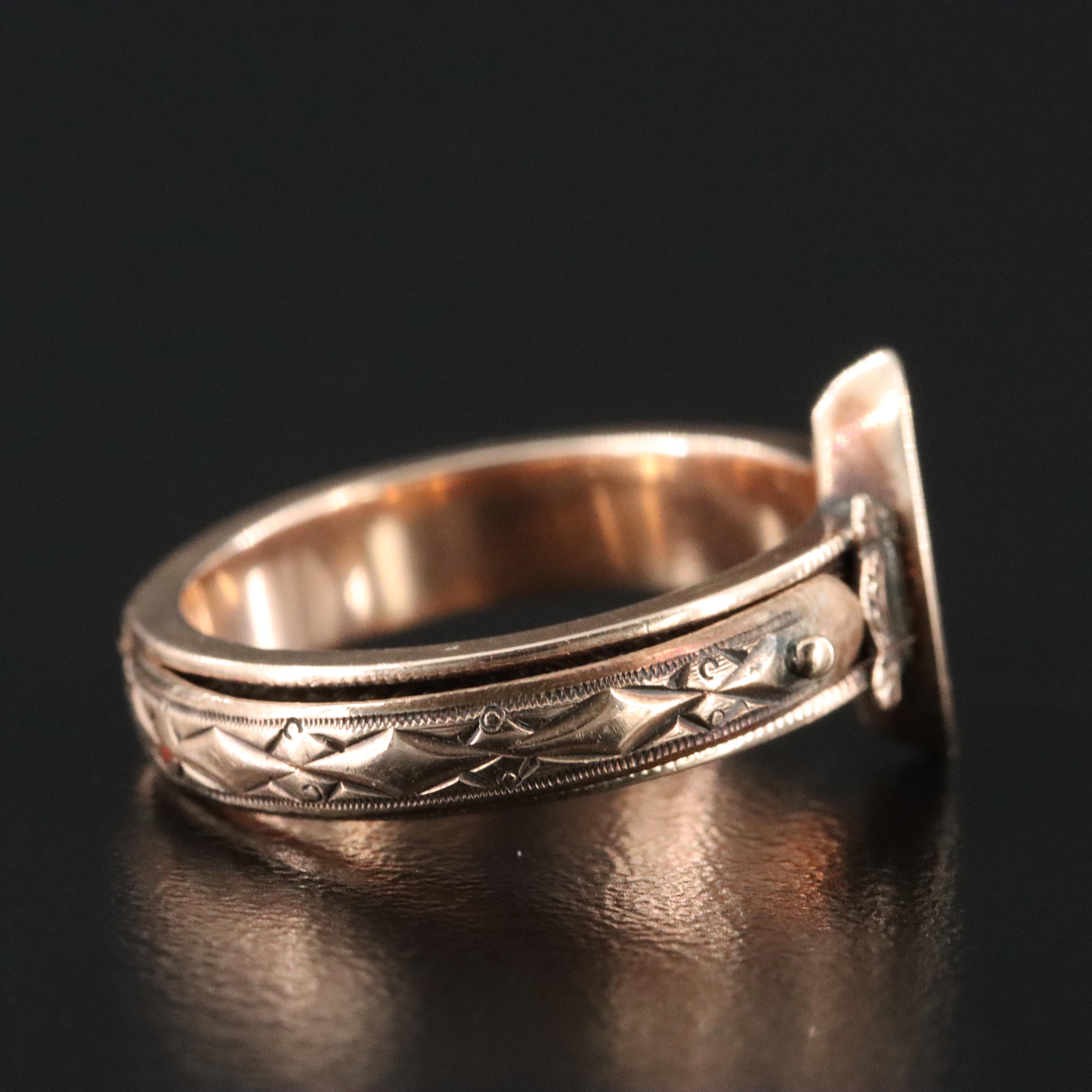 Victorian Mourning 10K Rose Gold Hidden Hair Ring