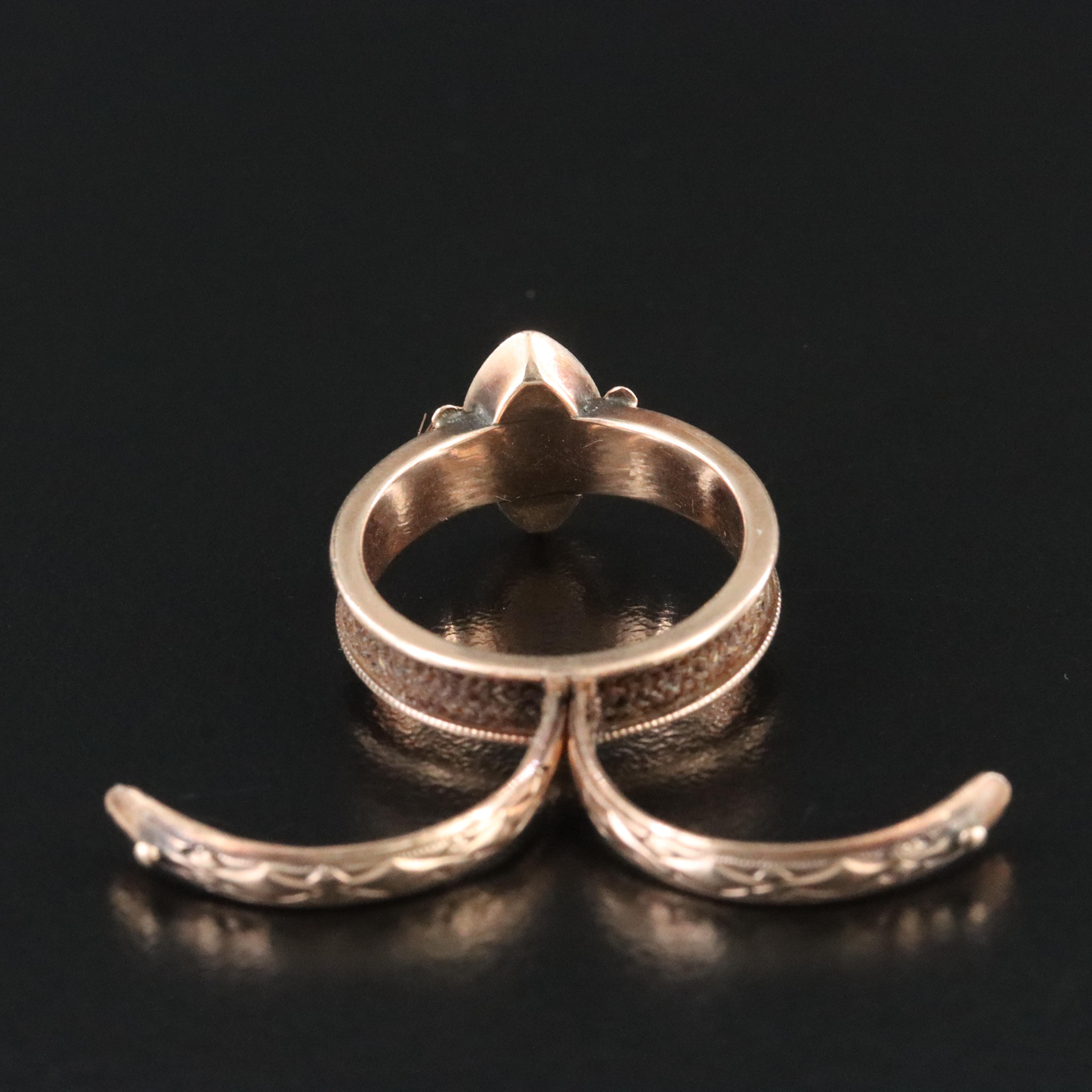 Victorian Mourning 10K Rose Gold Hidden Hair Ring