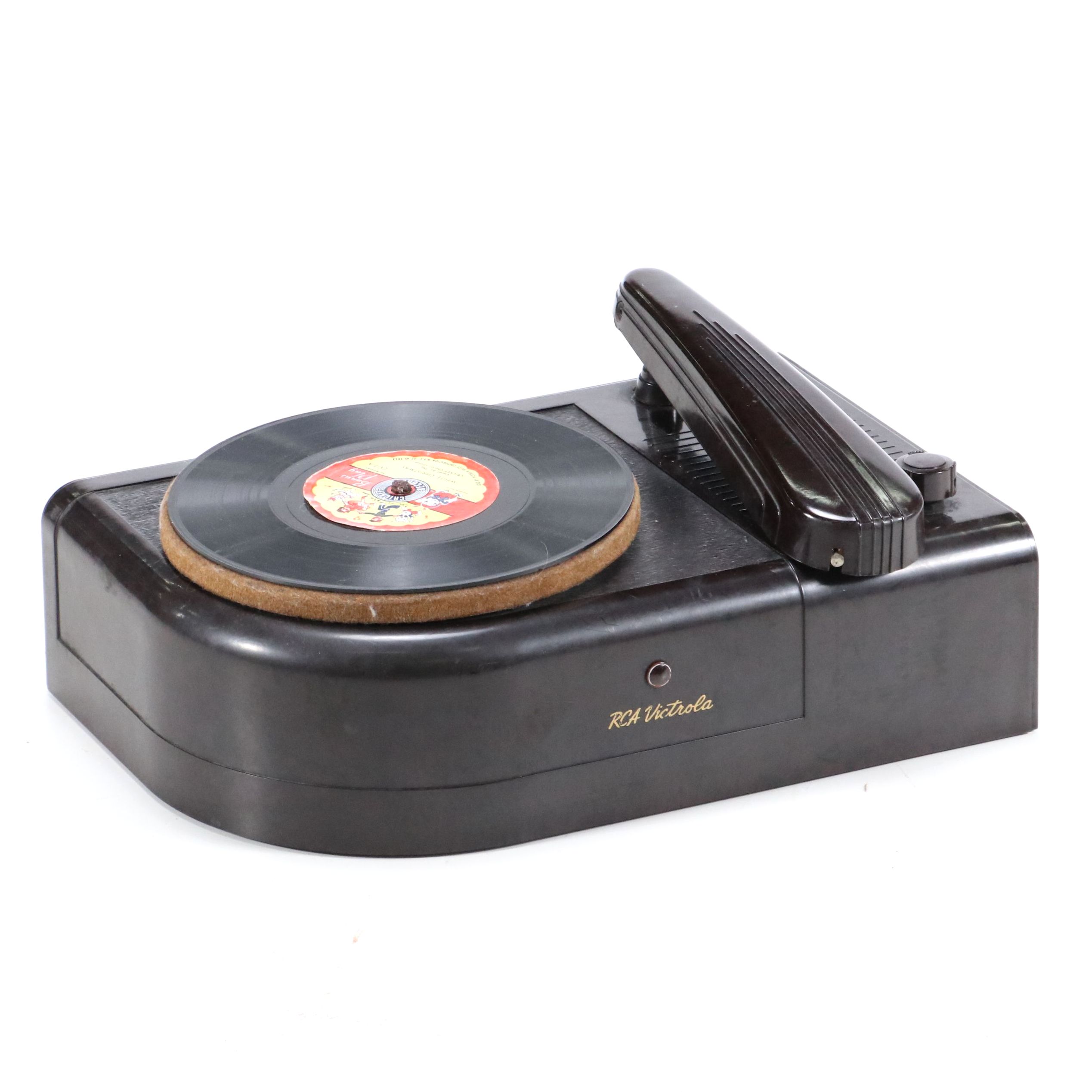 RCA Victrola VA-21 Two-Tube Wireless Record Player with Record Single, 1940s