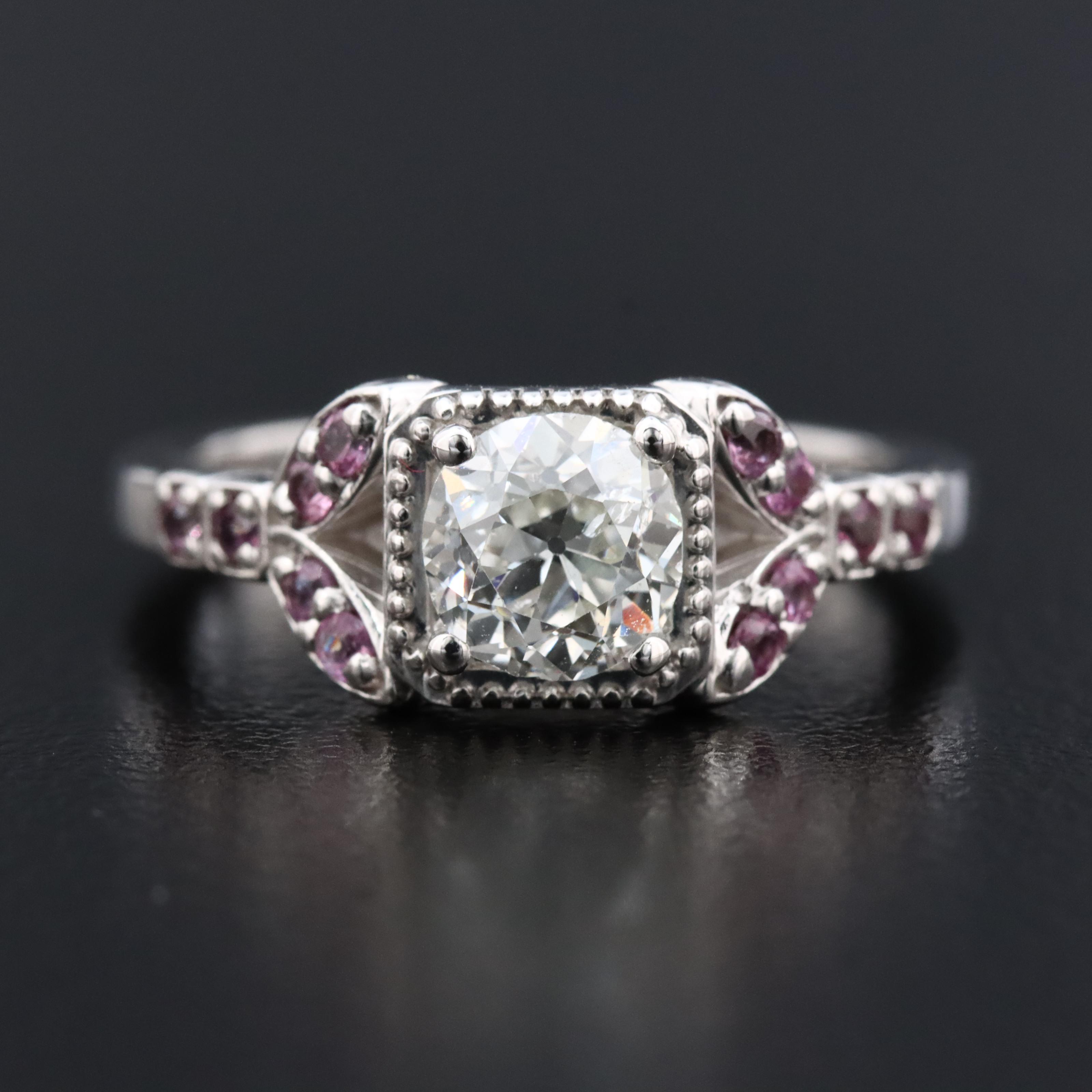 14K Diamond and Pink Sapphire Ring with GIA eReport