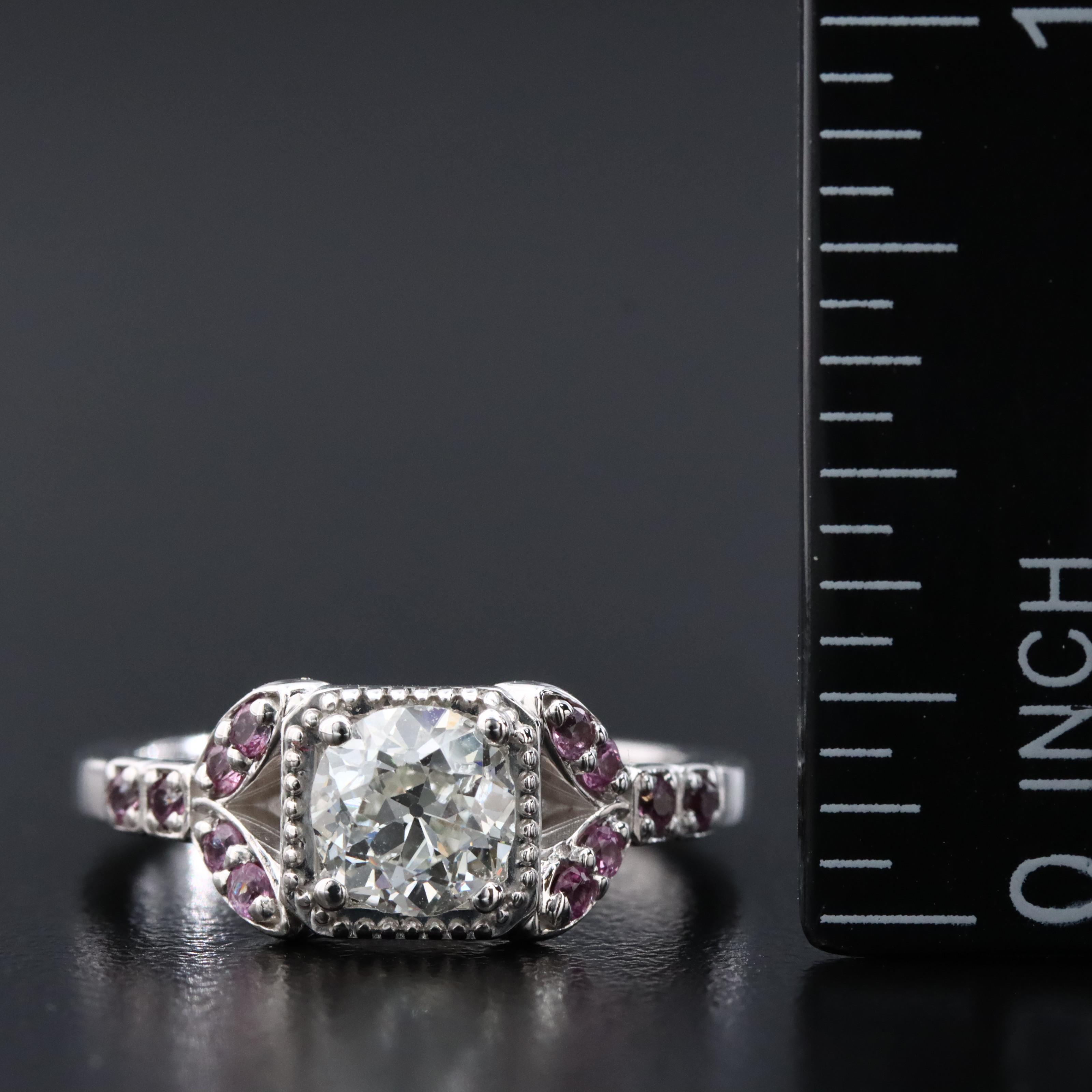 14K Diamond and Pink Sapphire Ring with GIA eReport