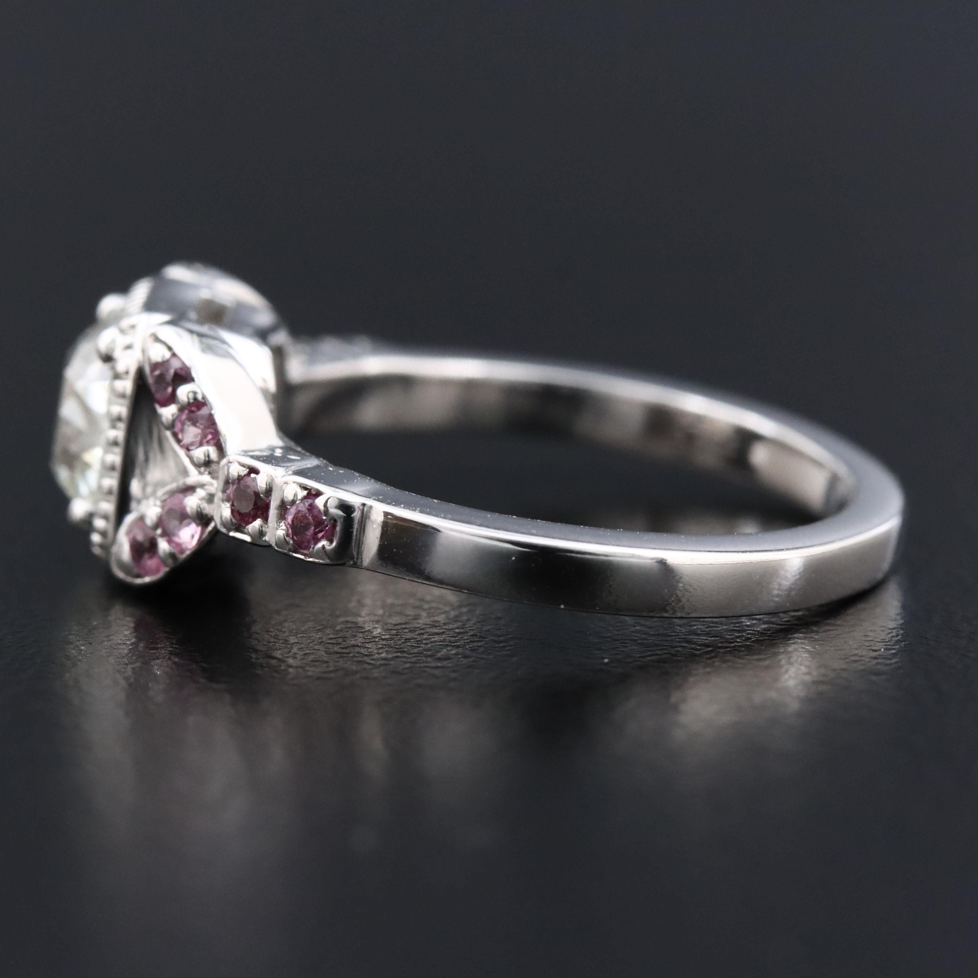 14K Diamond and Pink Sapphire Ring with GIA eReport