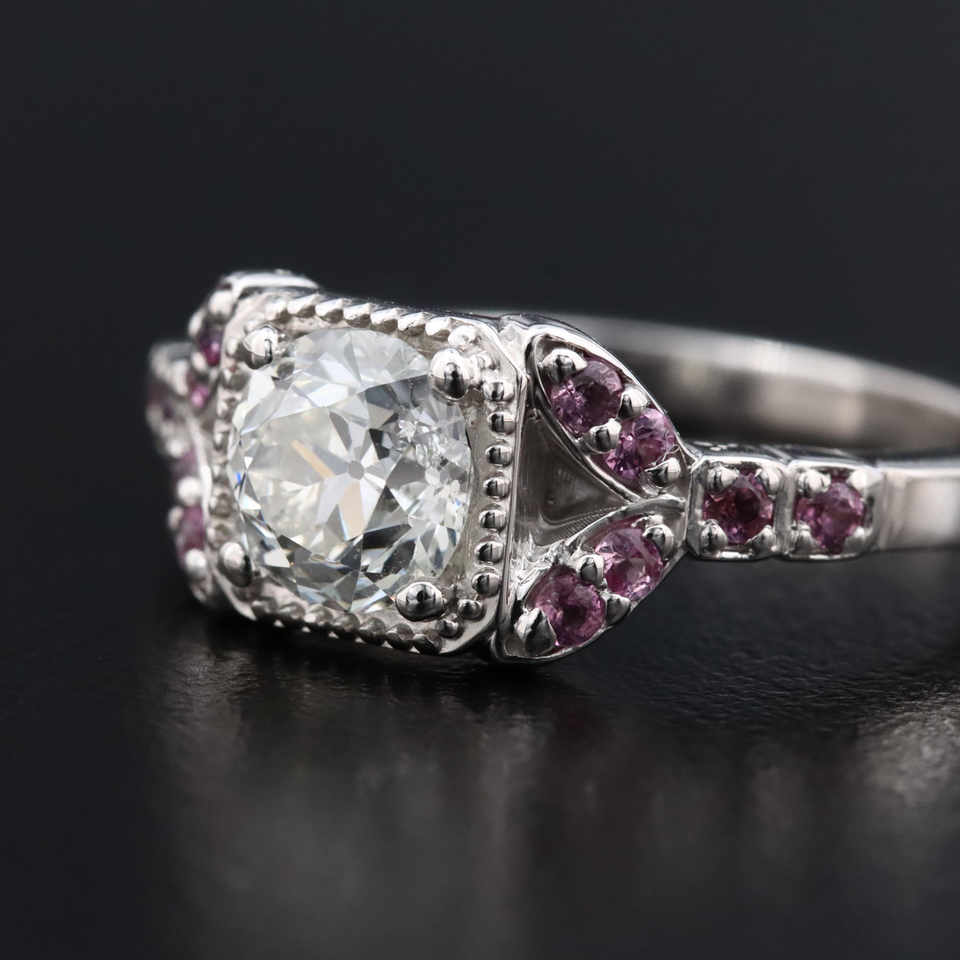 14K Diamond and Pink Sapphire Ring with GIA eReport