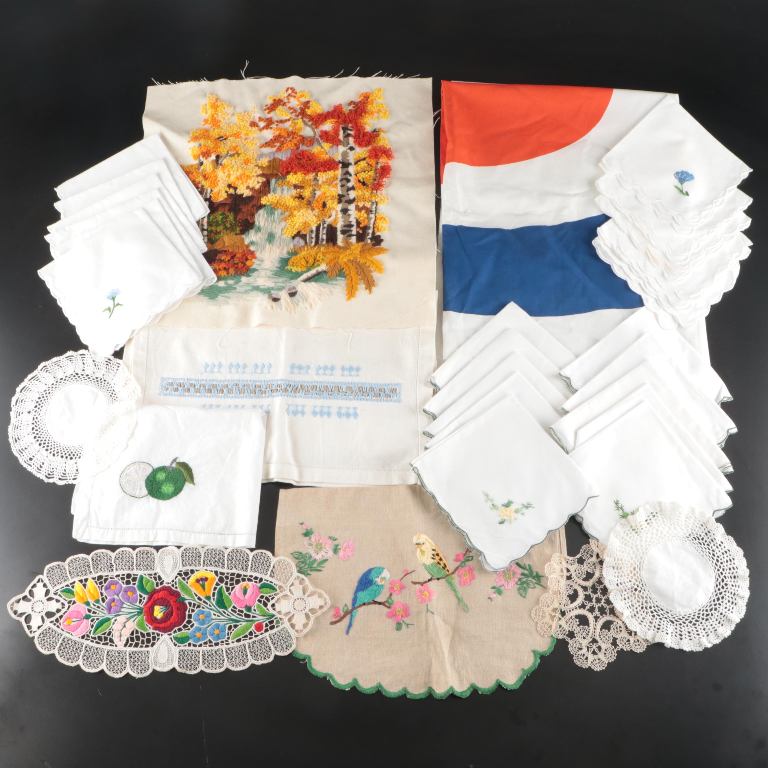 Autumn Forest and Bird Decorative Textiles with Other Table Linens and Flag
