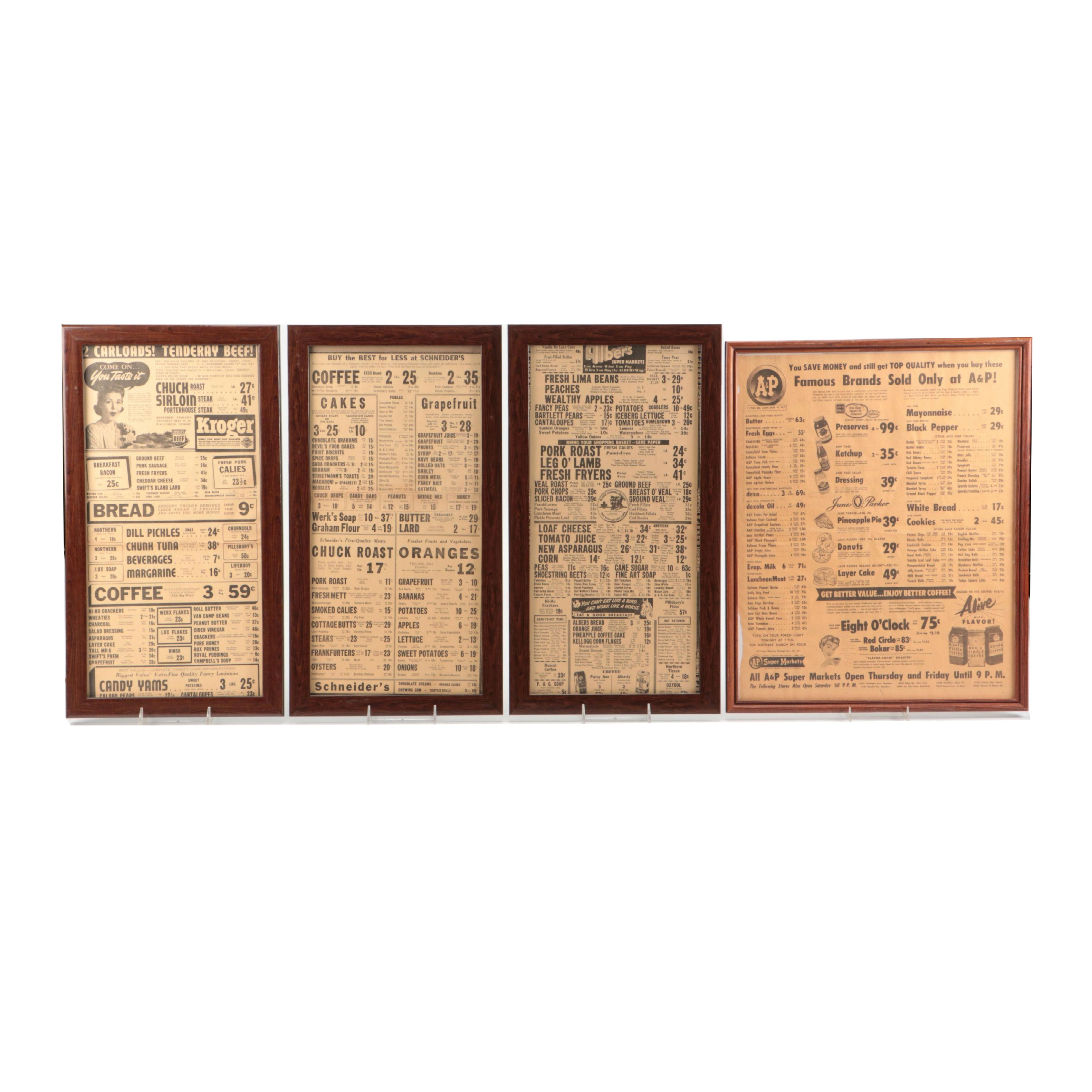 Vintage Wall Hanging Newspaper Grocery Store Ads
