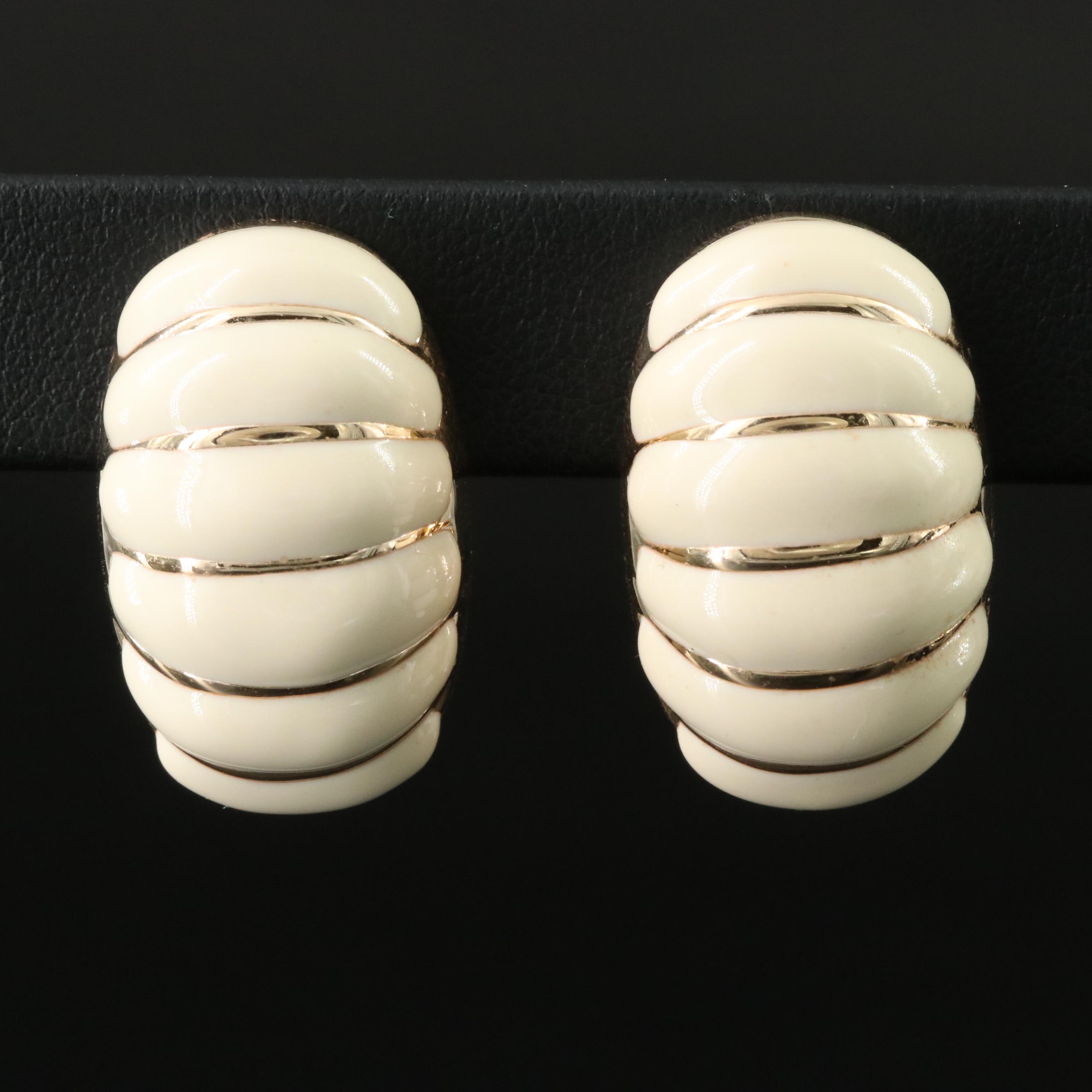 14K Black Onyx and Enamel Earrings