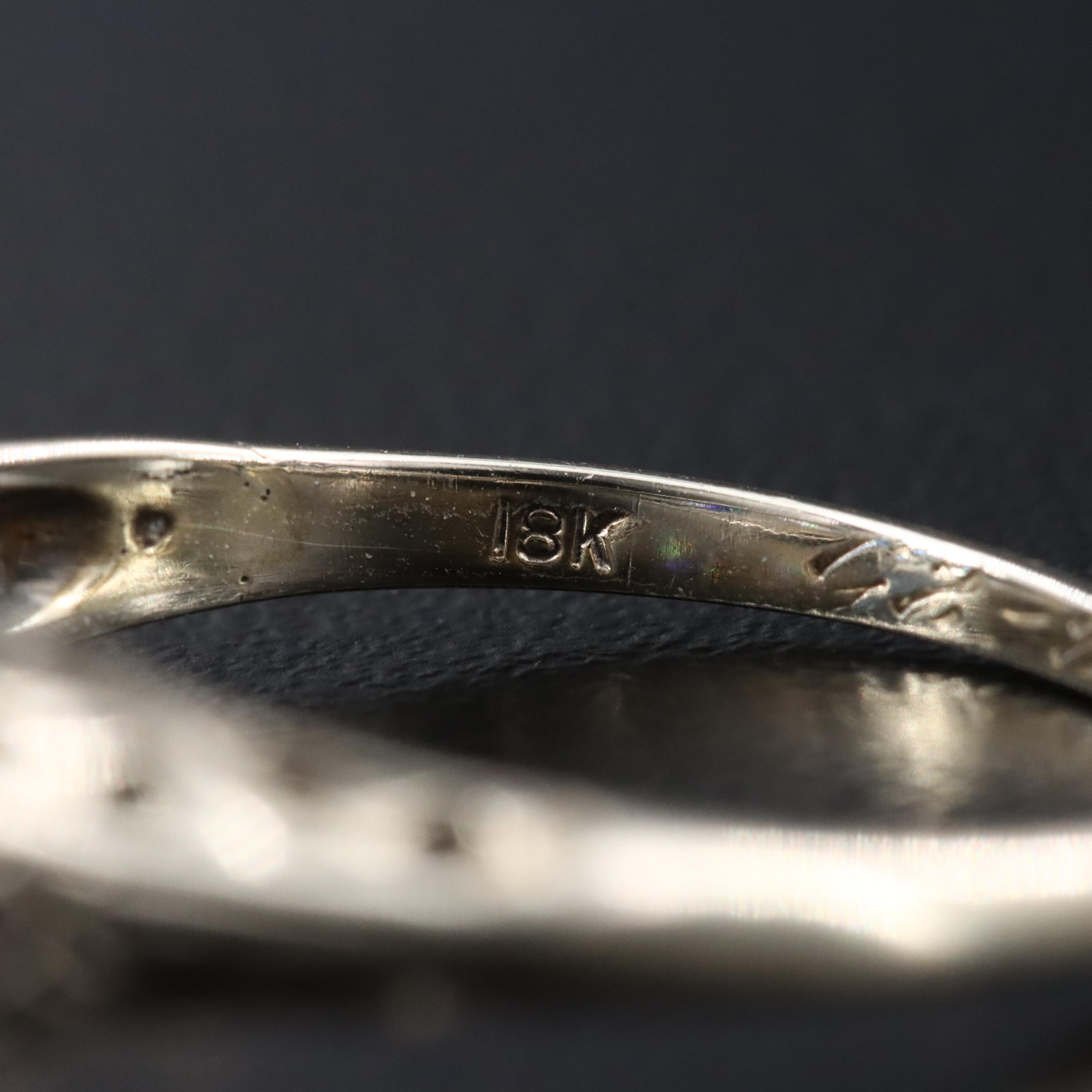 Art Deco 18K White Topaz and Sapphire Ring