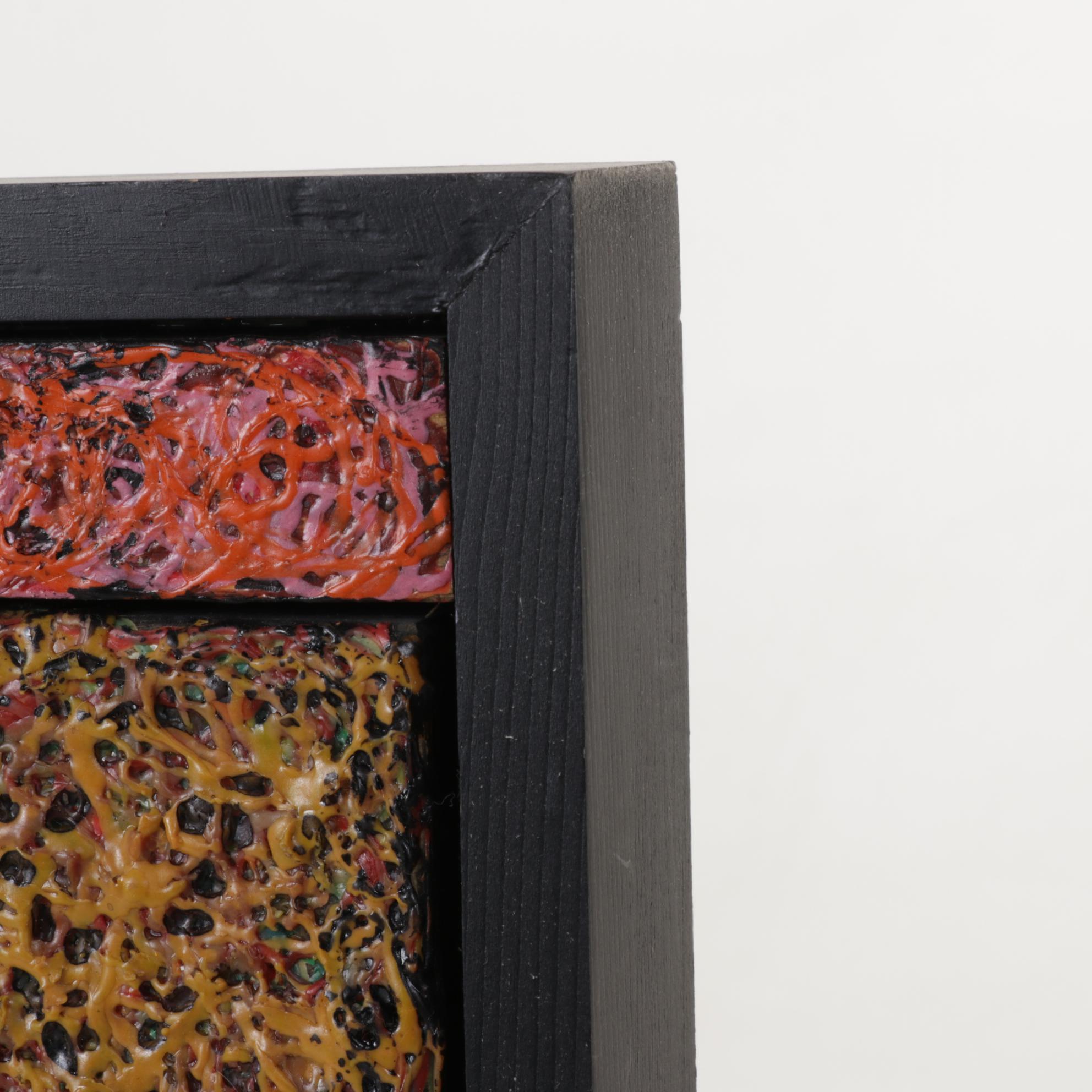 Abstract Geometric Wood Blocks with Textured Acrylic Paint, Early 21st Century