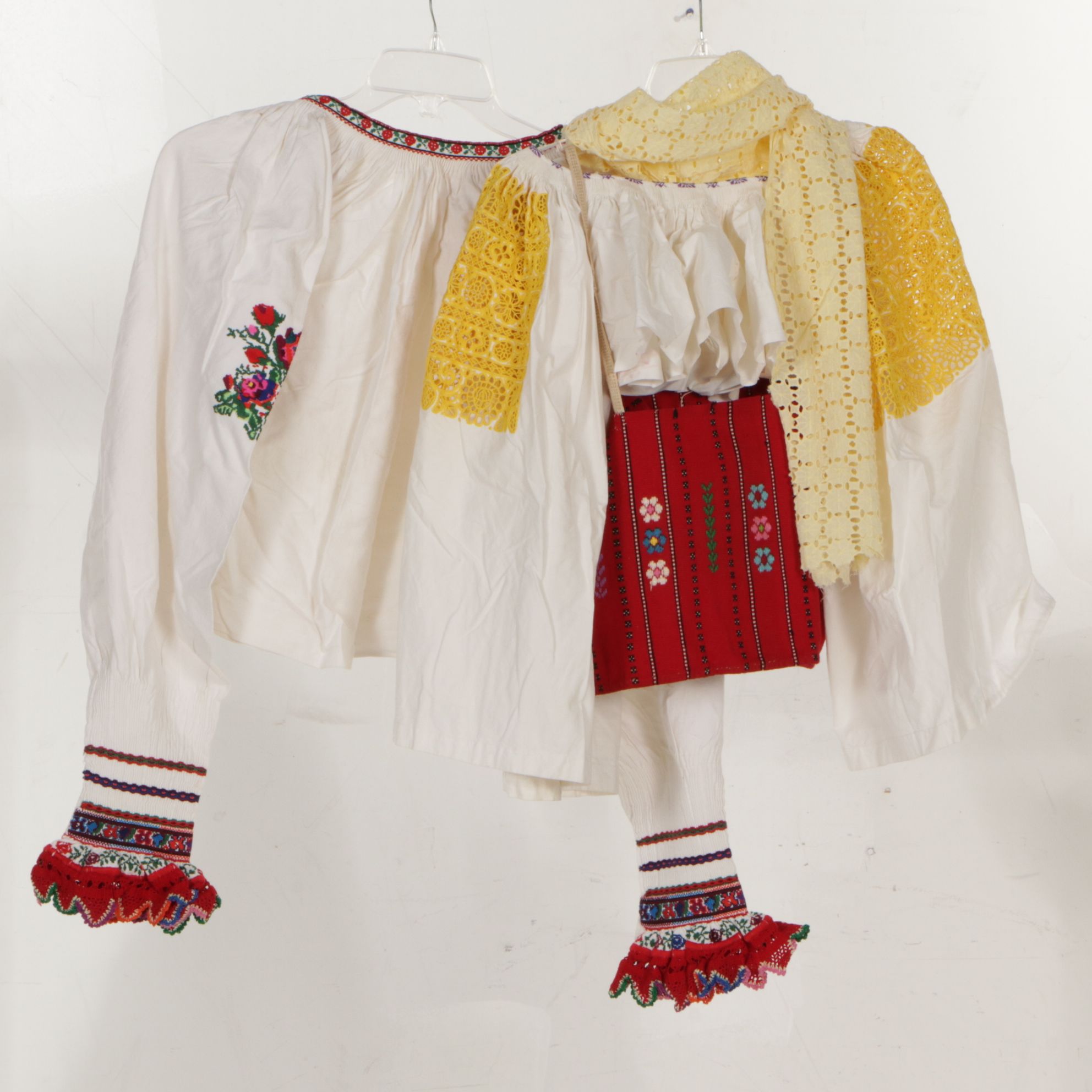 Eastern European Embroidered Blouses, Vest, Skirt and More