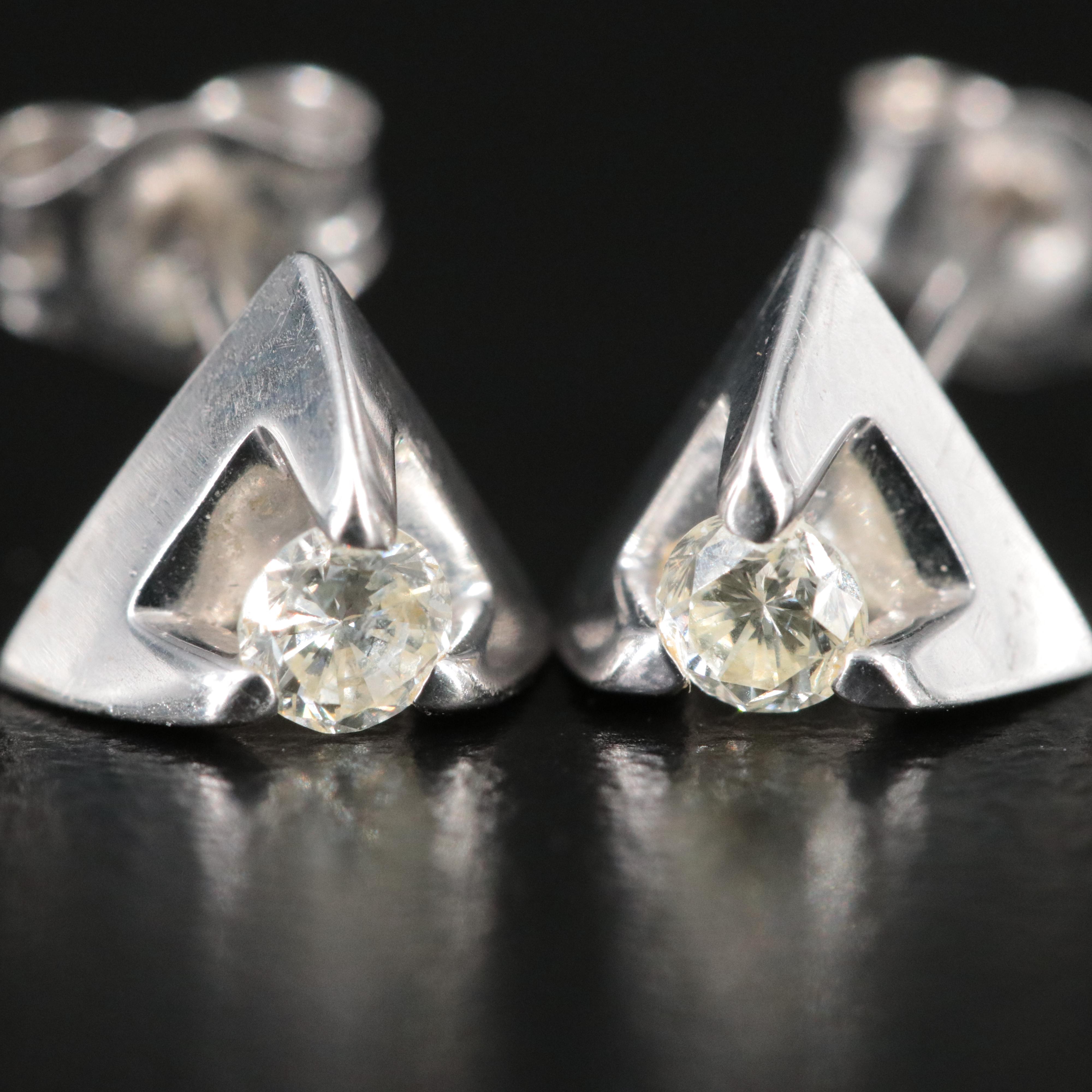 14K 0.15 CTW Diamond Solitaire Stud Earrings