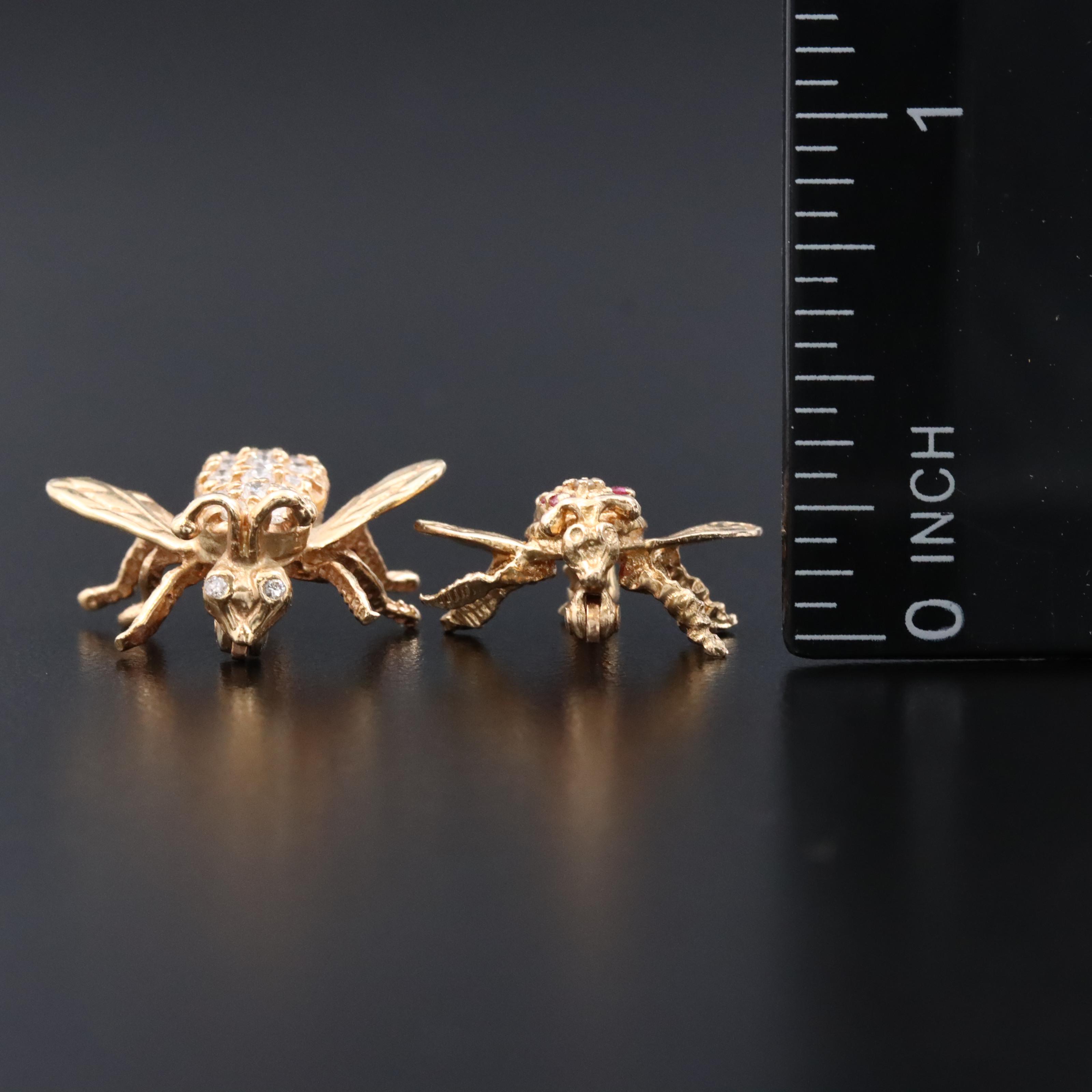 14K Ruby and Diamond Bee Pins