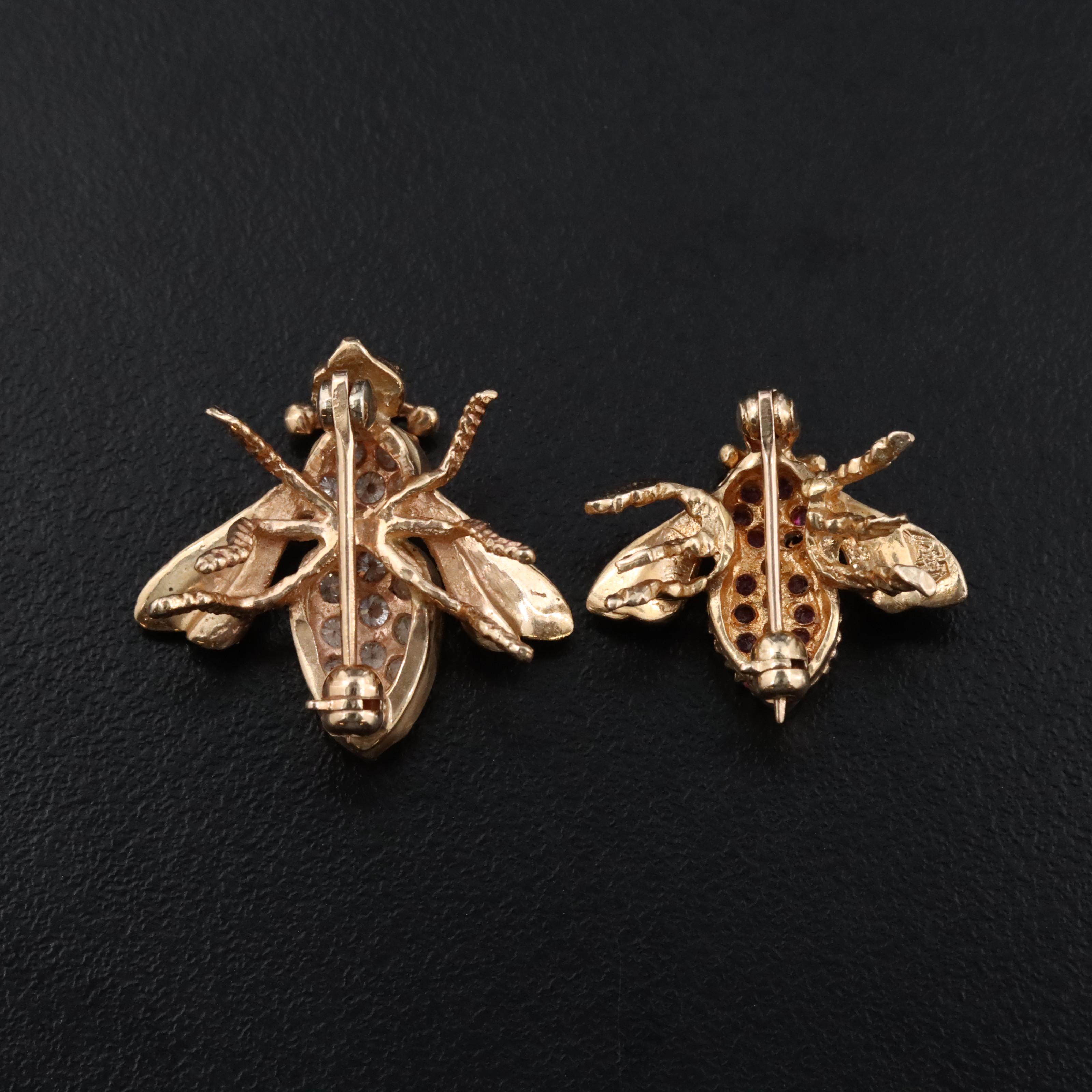 14K Ruby and Diamond Bee Pins