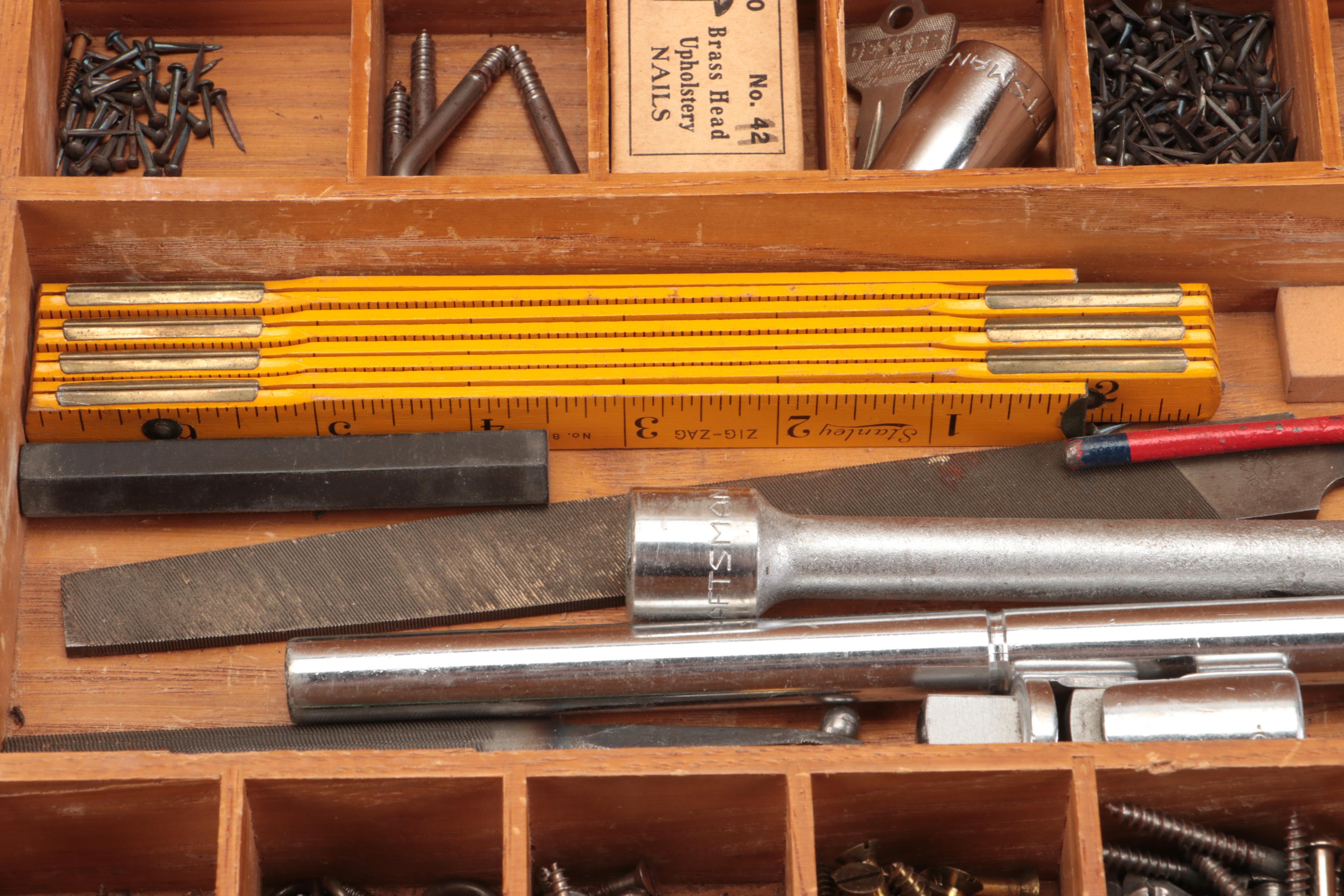 Standard Hammer with Nails, Screws and Slide Rule