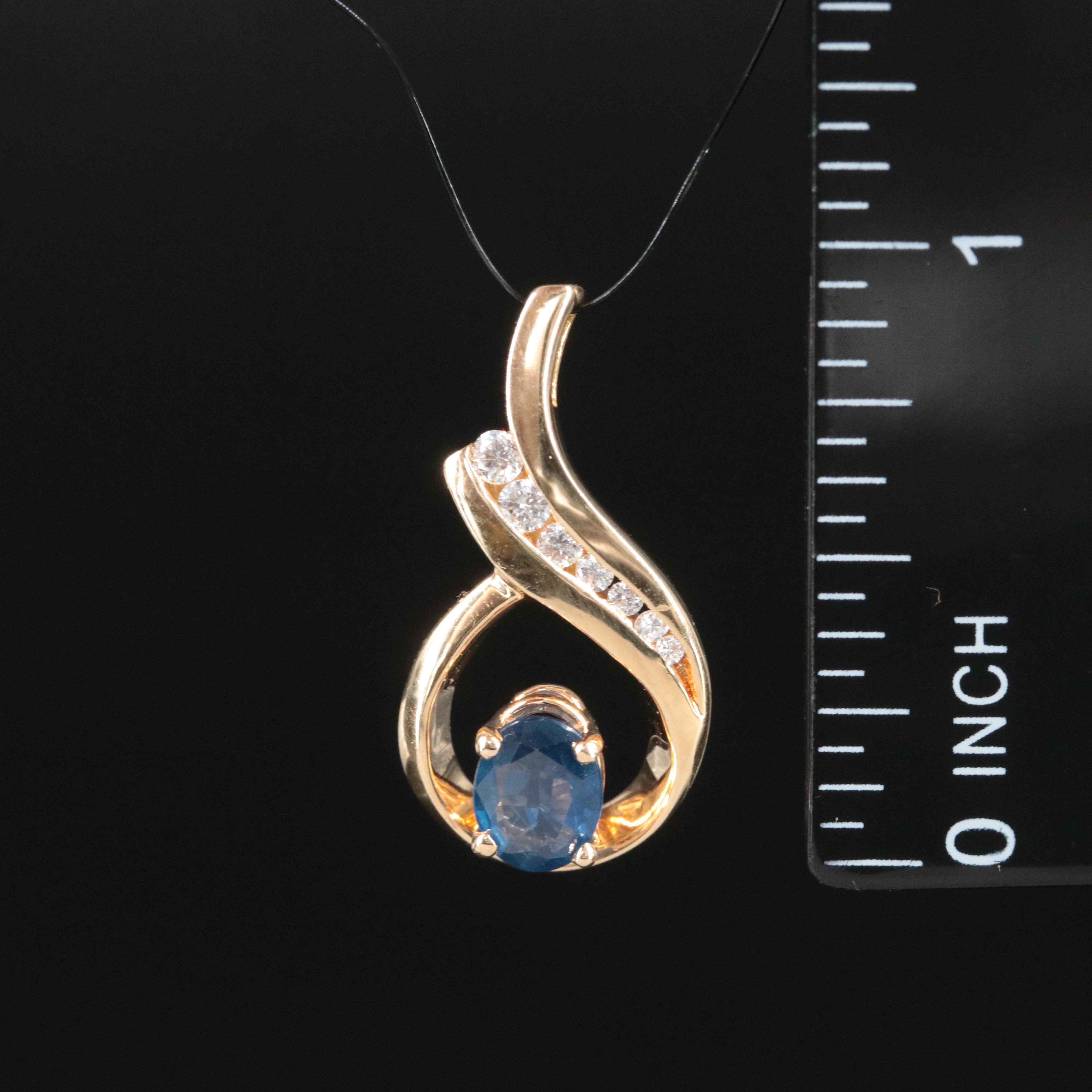 14K Sapphire and 0.15 CTW Diamond Pendant