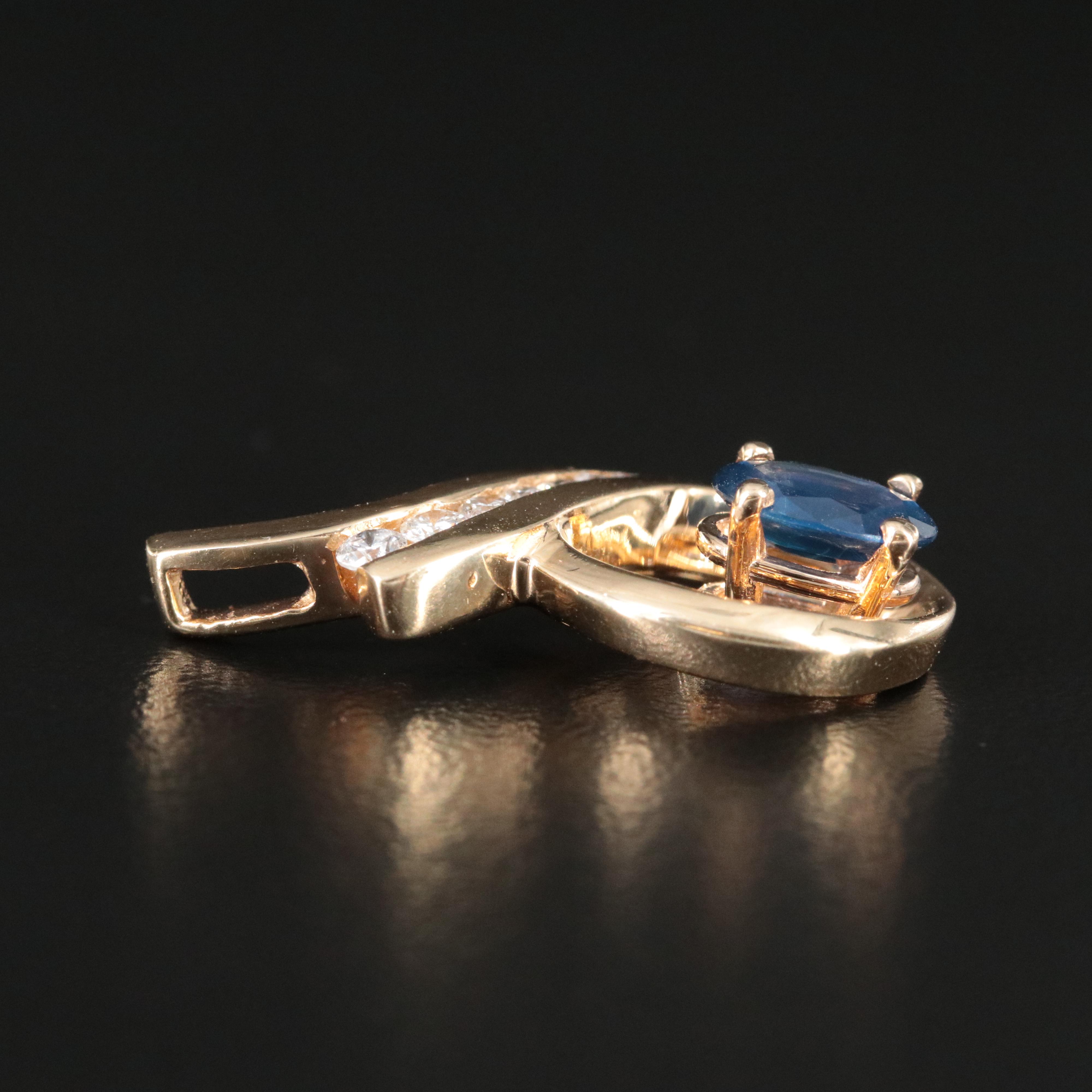 14K Sapphire and 0.15 CTW Diamond Pendant