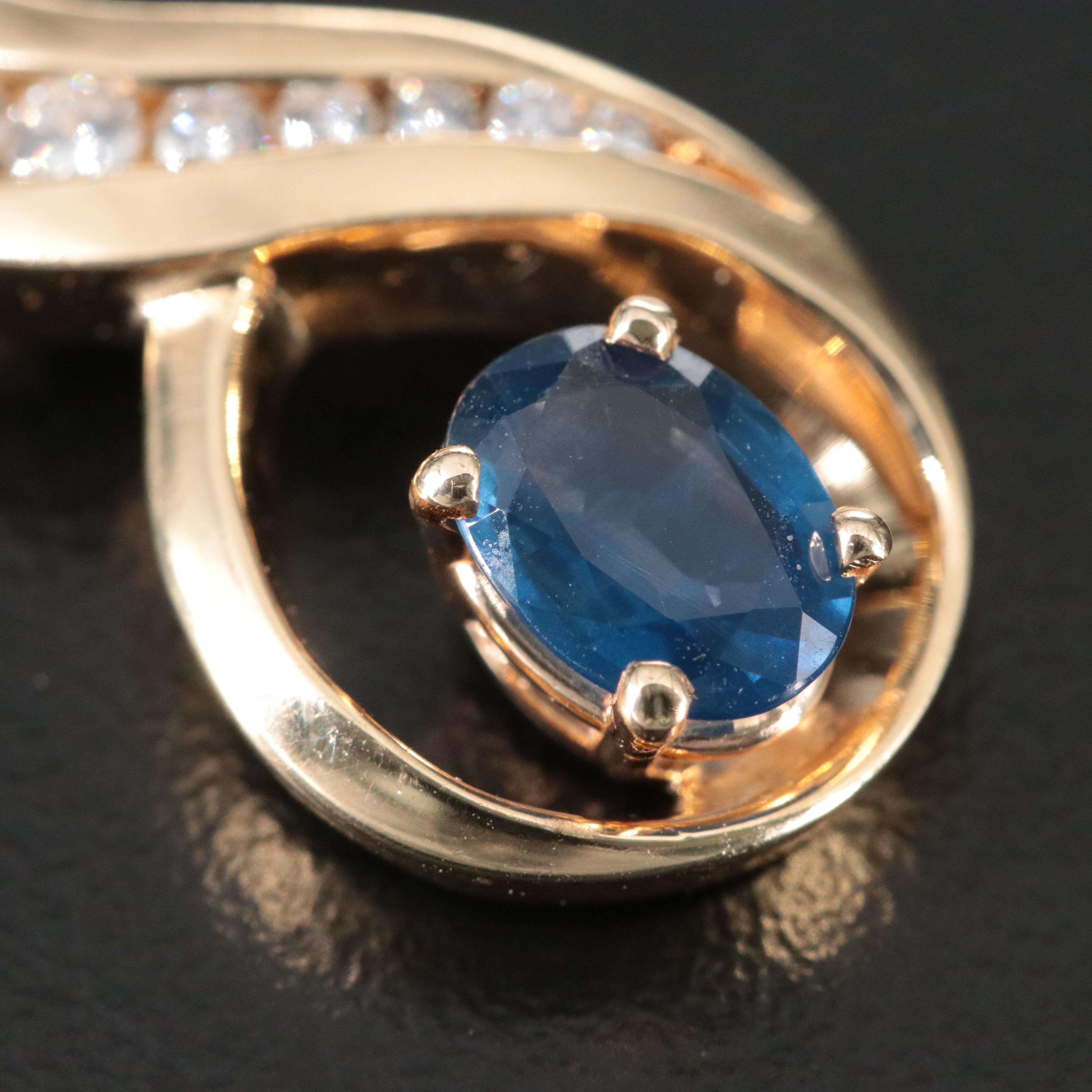 14K Sapphire and 0.15 CTW Diamond Pendant