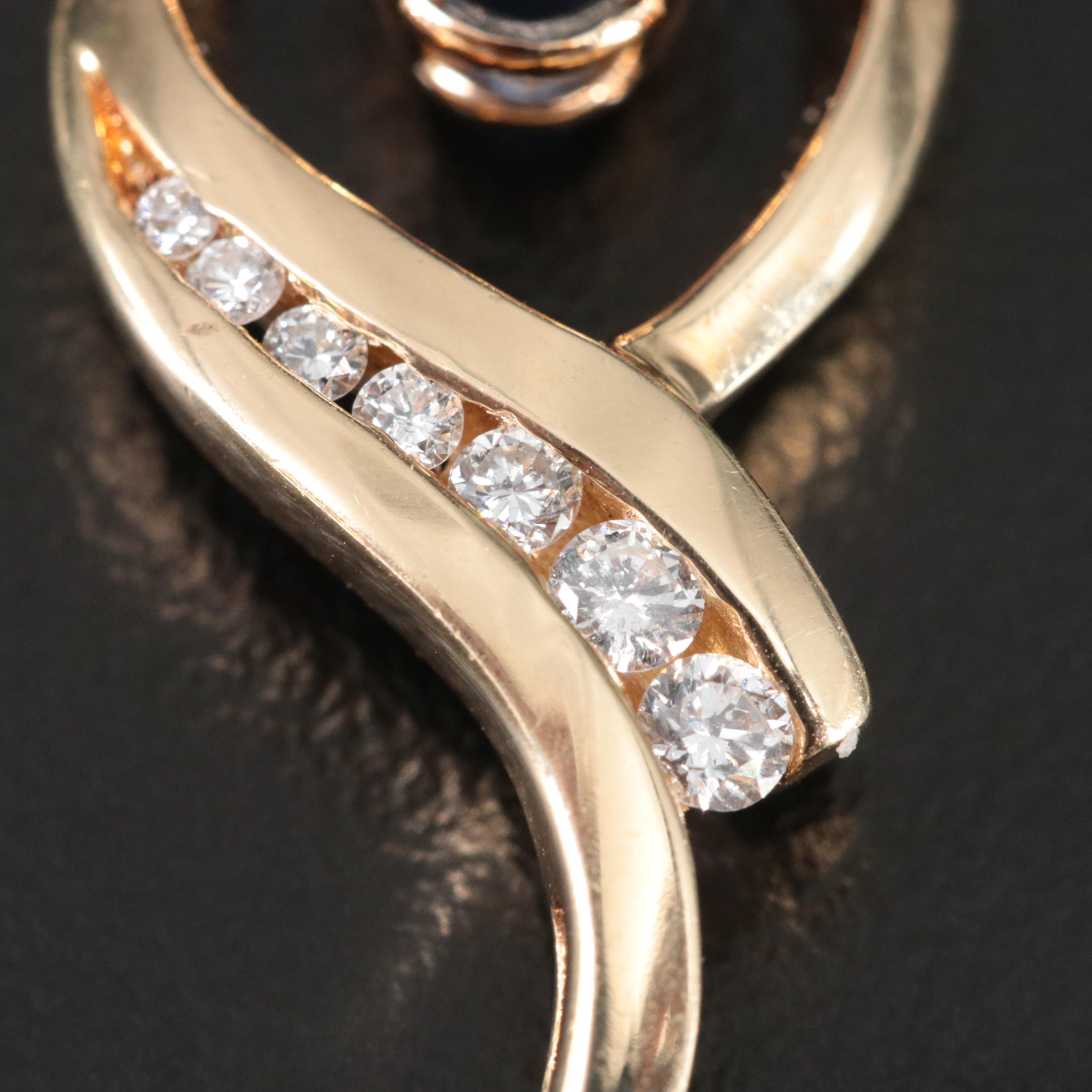 14K Sapphire and 0.15 CTW Diamond Pendant