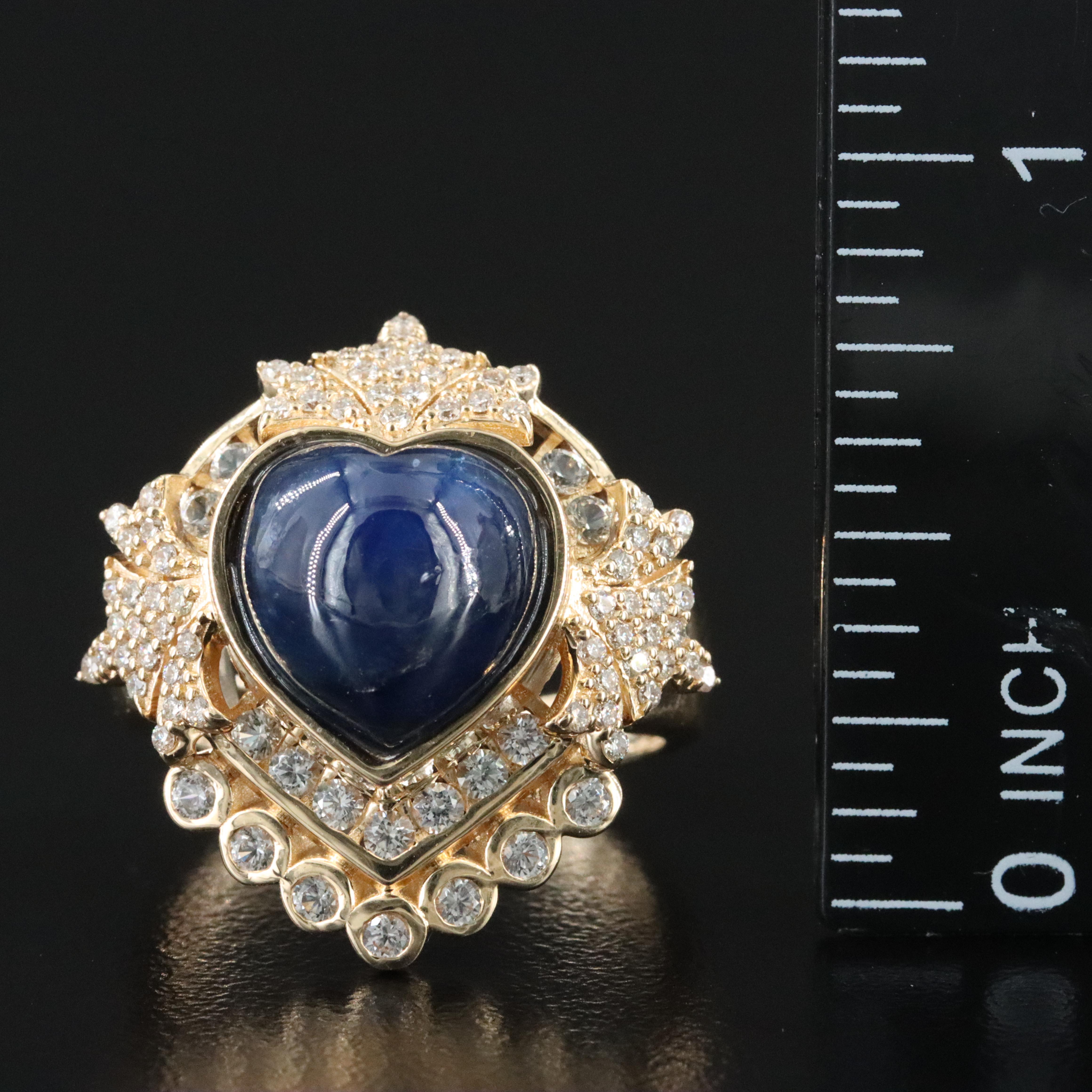 14K 6.25 CT Sapphire, Diamond, and White Sapphire Ring with IGI Jewelry Report