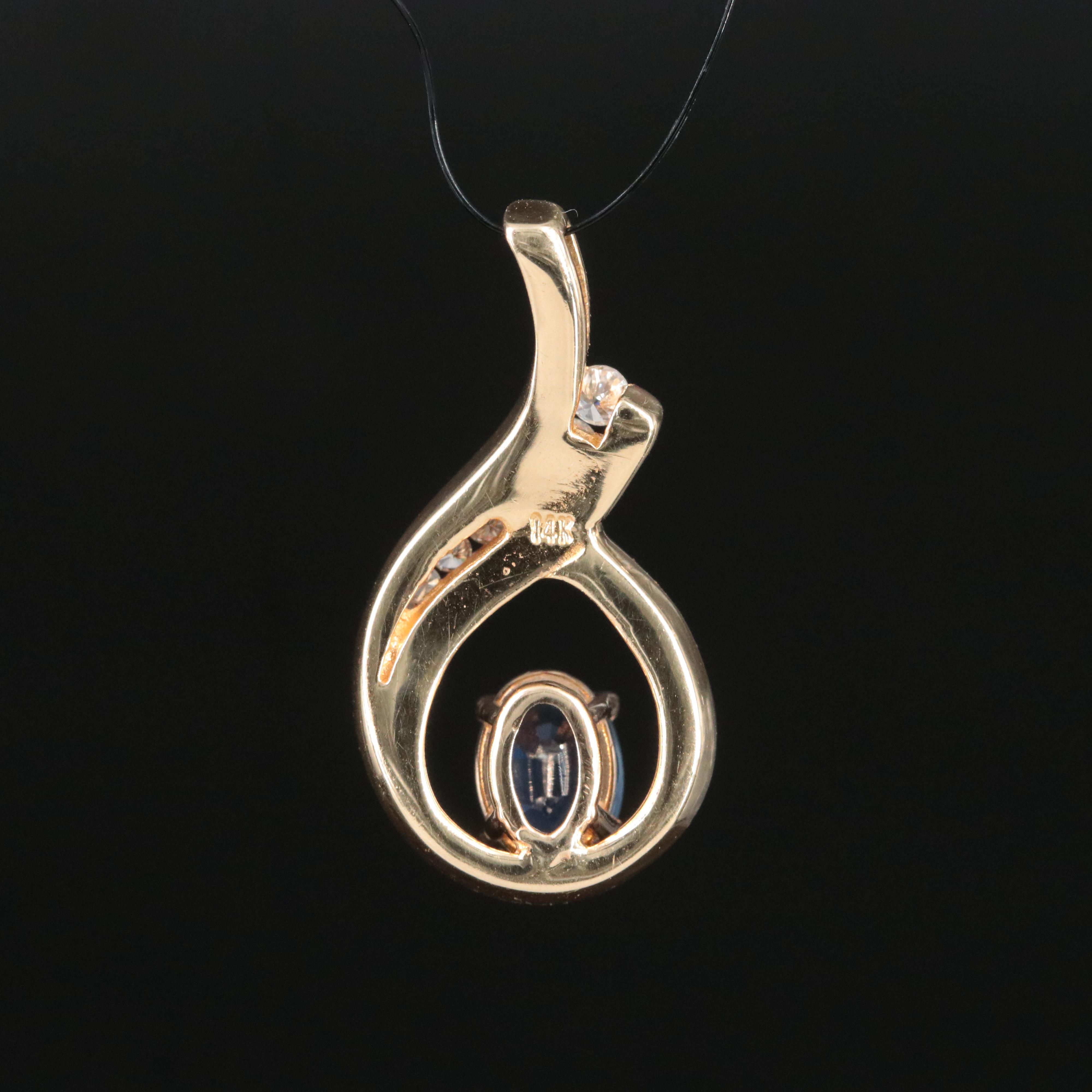 14K Sapphire and 0.15 CTW Diamond Pendant