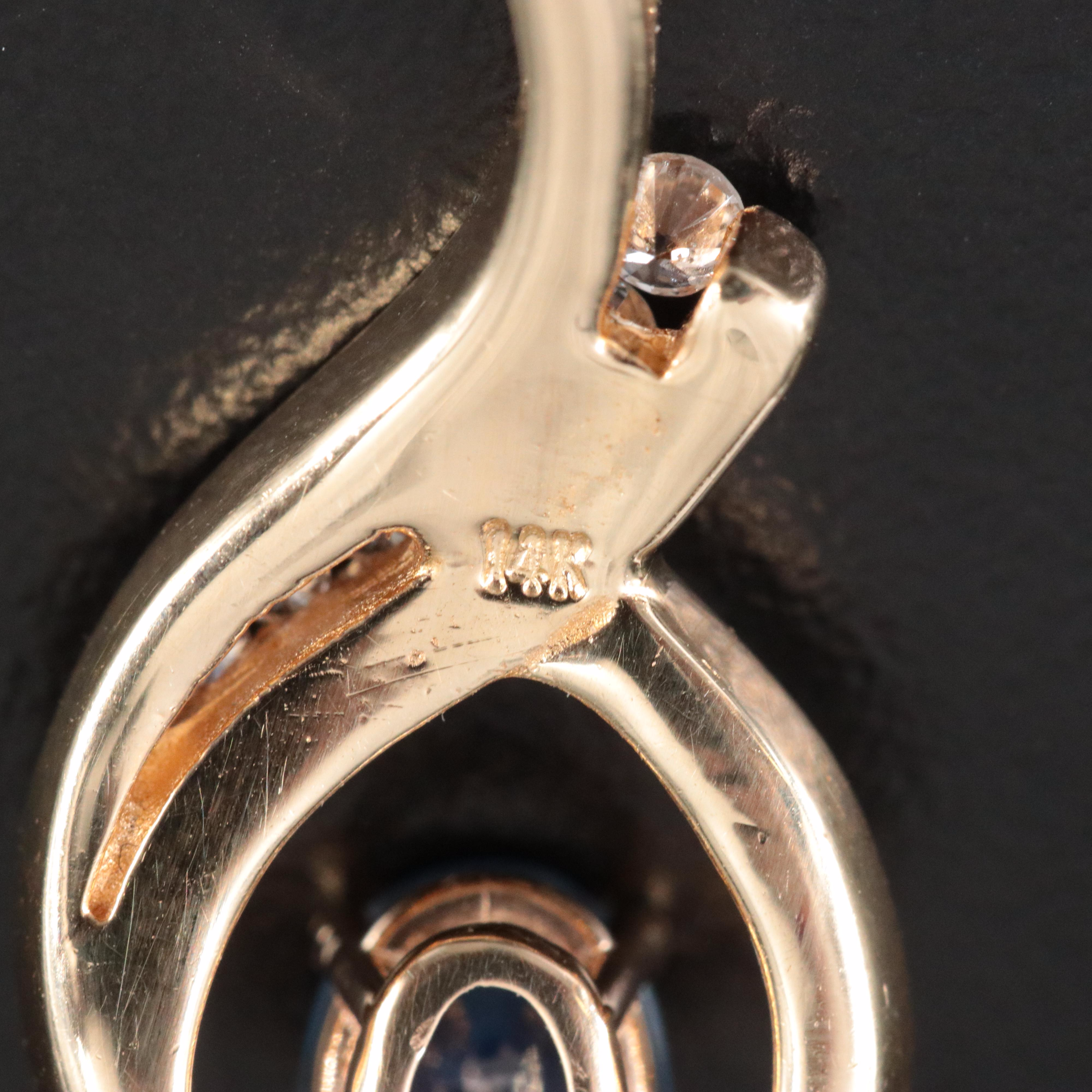 14K Sapphire and 0.15 CTW Diamond Pendant