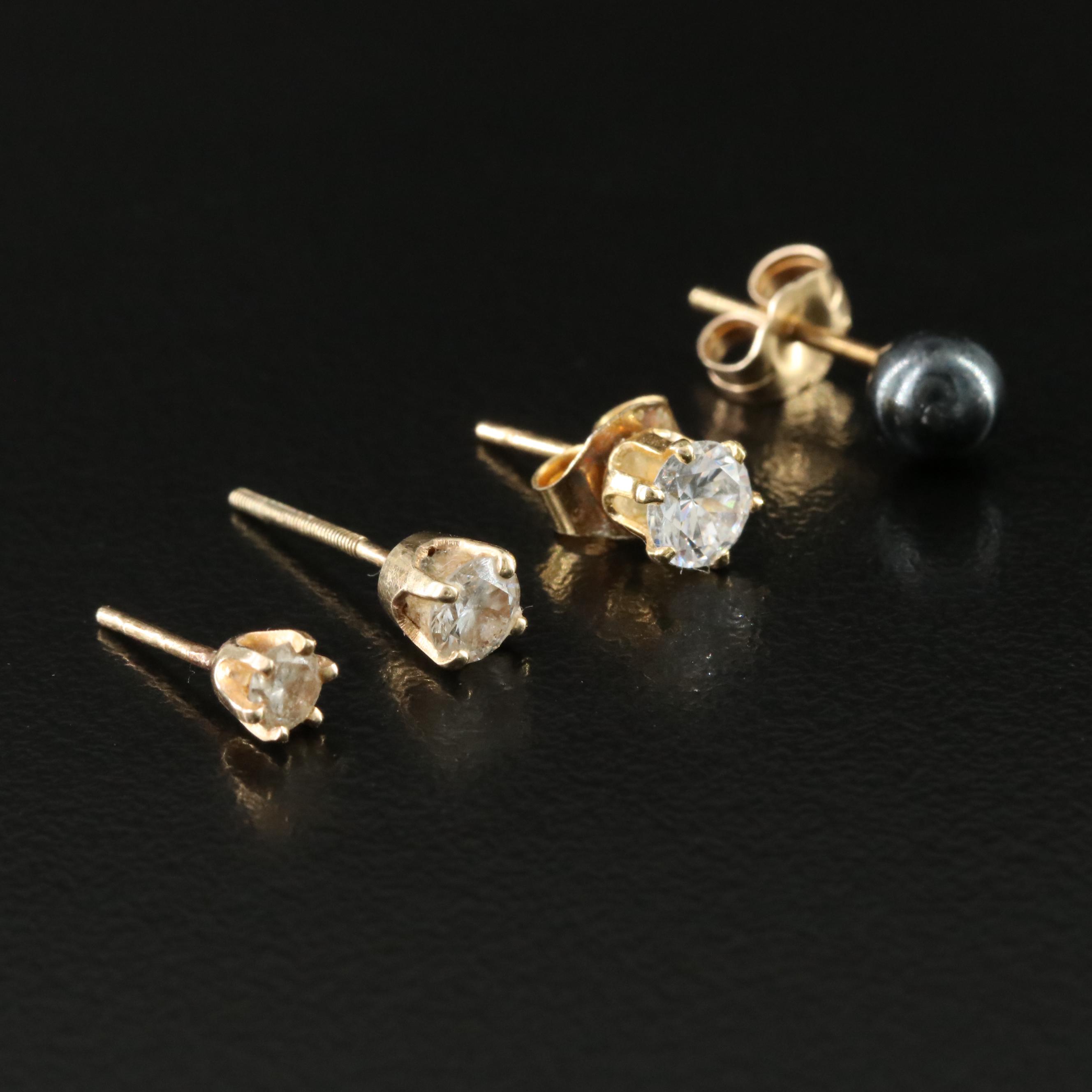 Single Stud Collection Featuring 14K, Hematite, Diamonds and CZ