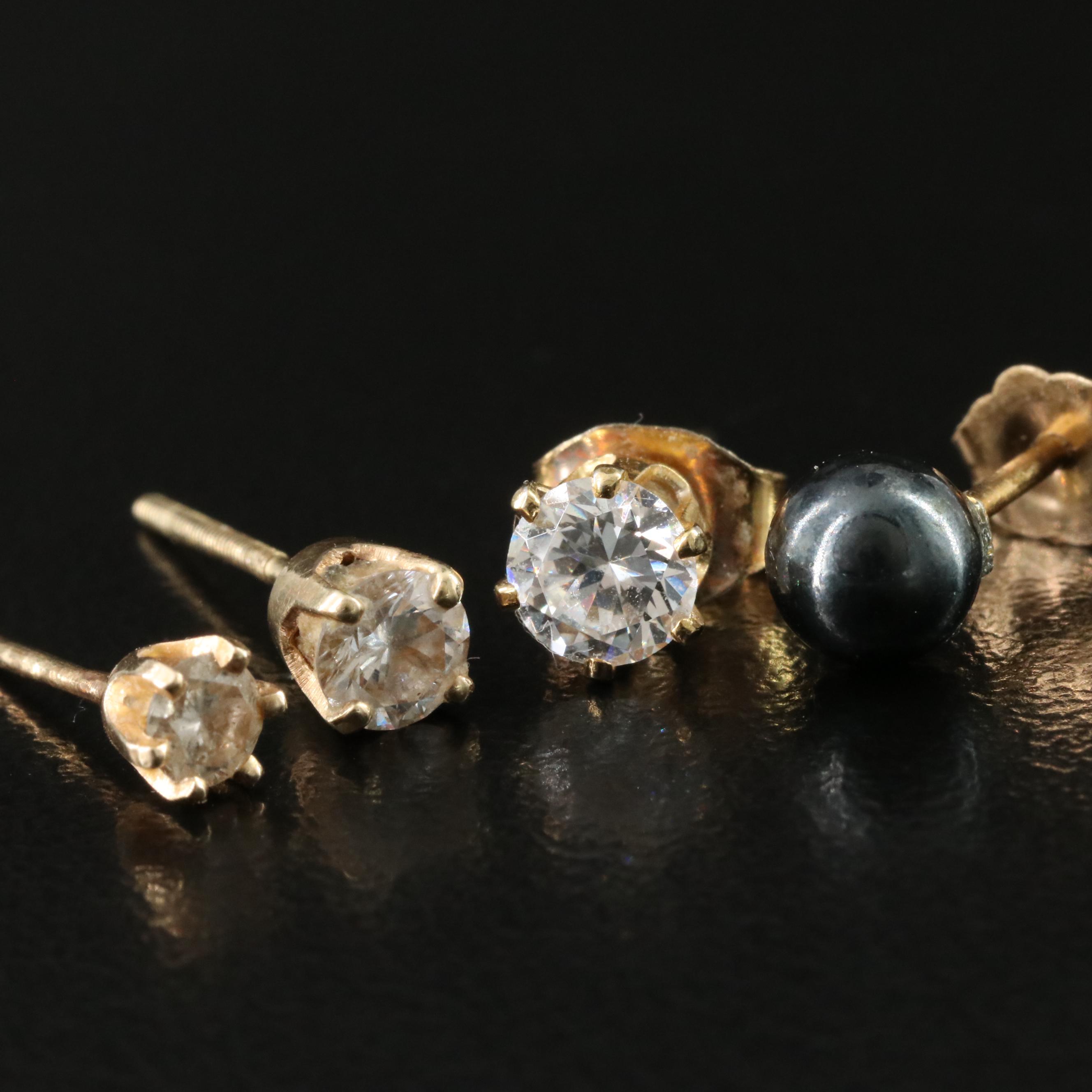 Single Stud Collection Featuring 14K, Hematite, Diamonds and CZ