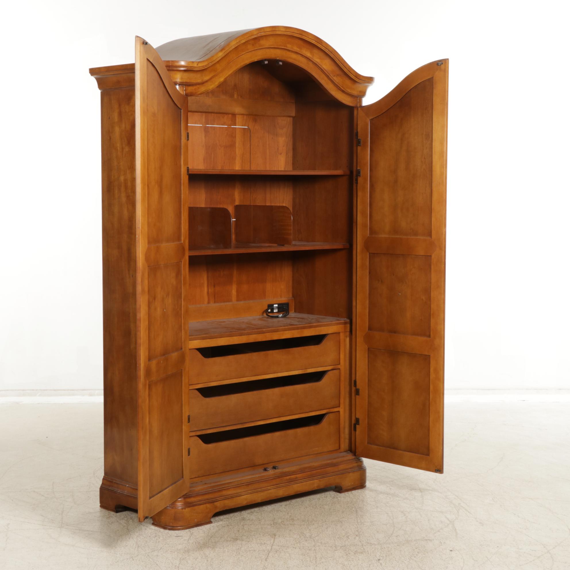 Henredon Arched Top Walnut Entertainment Armoire