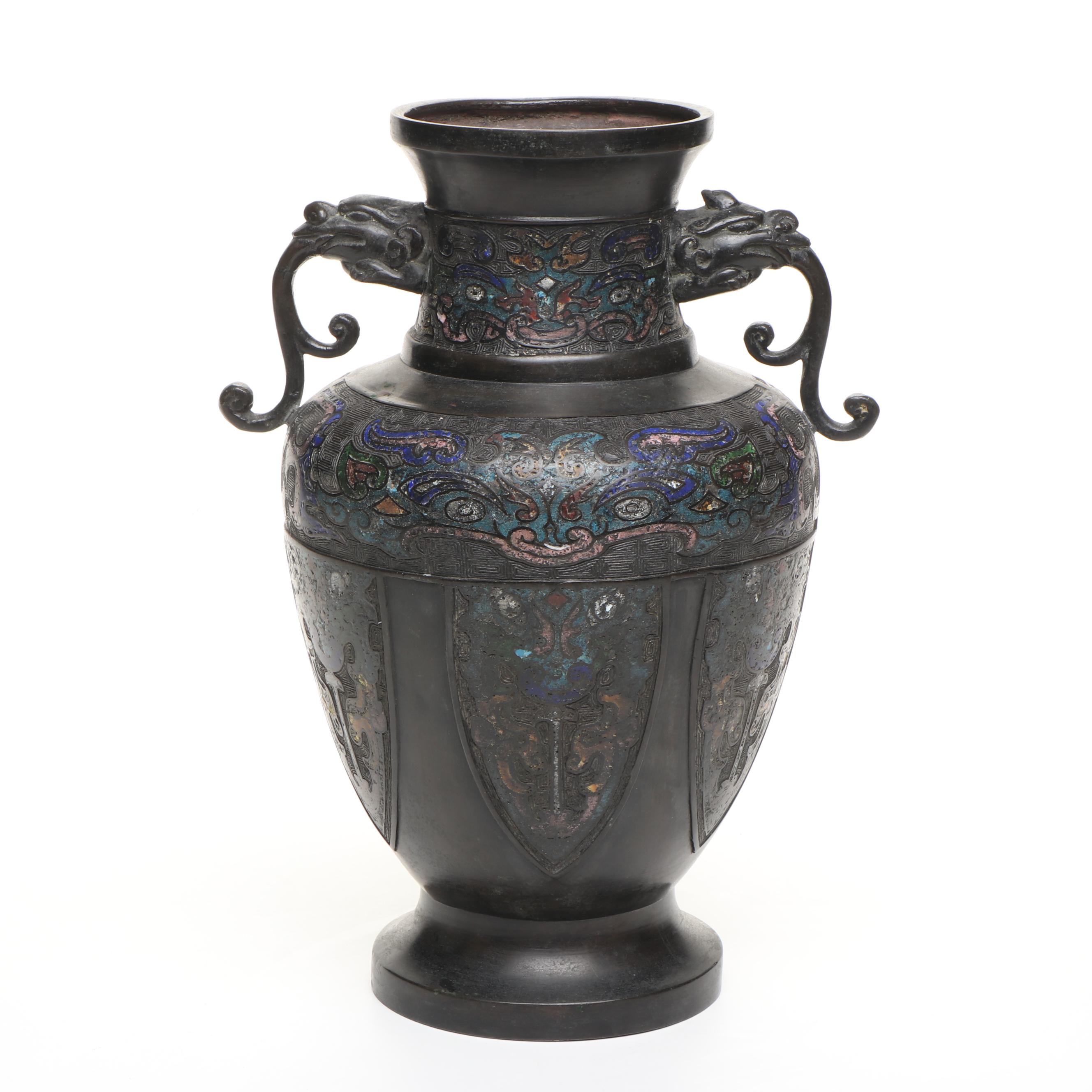 Chinese Bronze Cloisonné Amphora Vase
