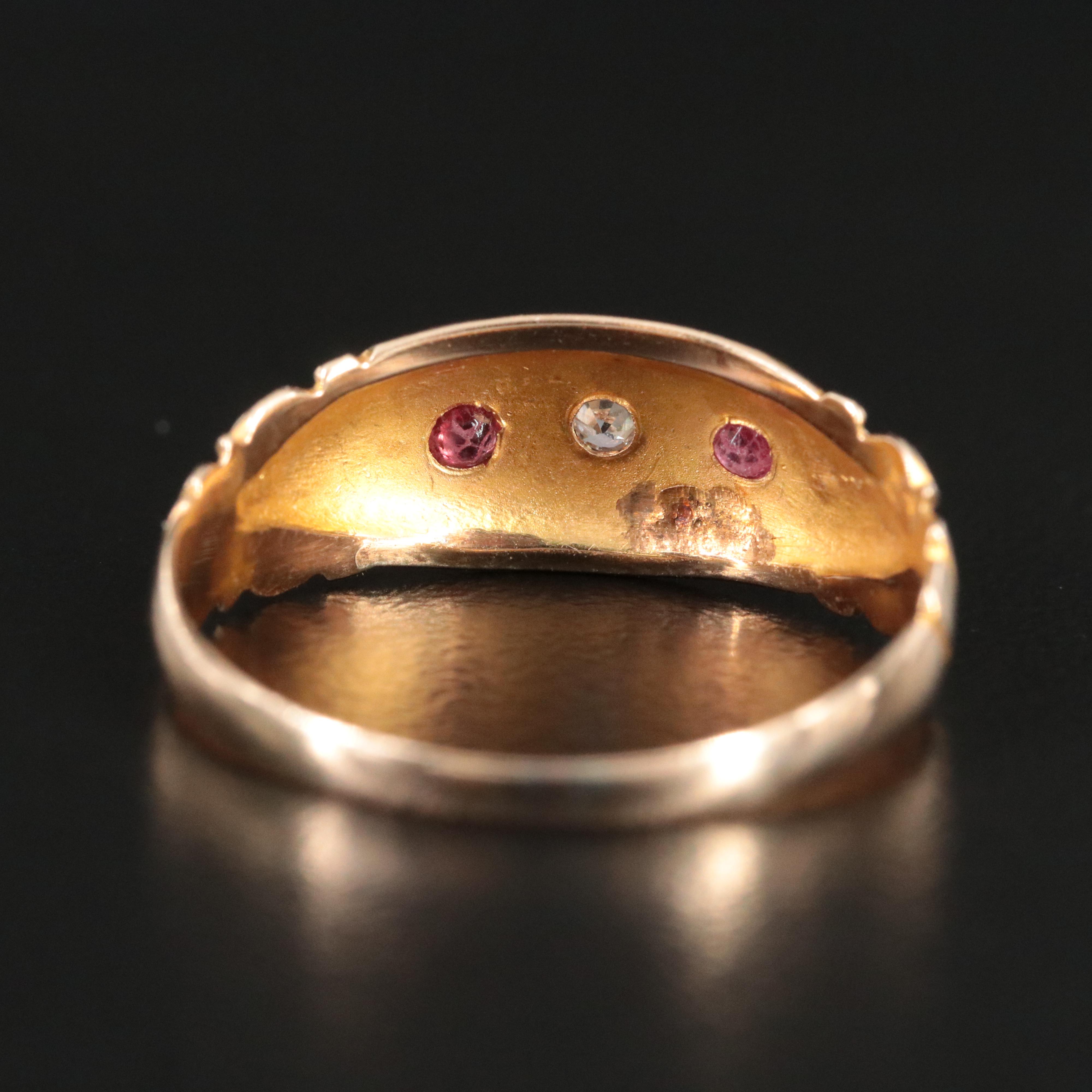 Antique 15K 0.03 CTW Diamond and Glass Ring