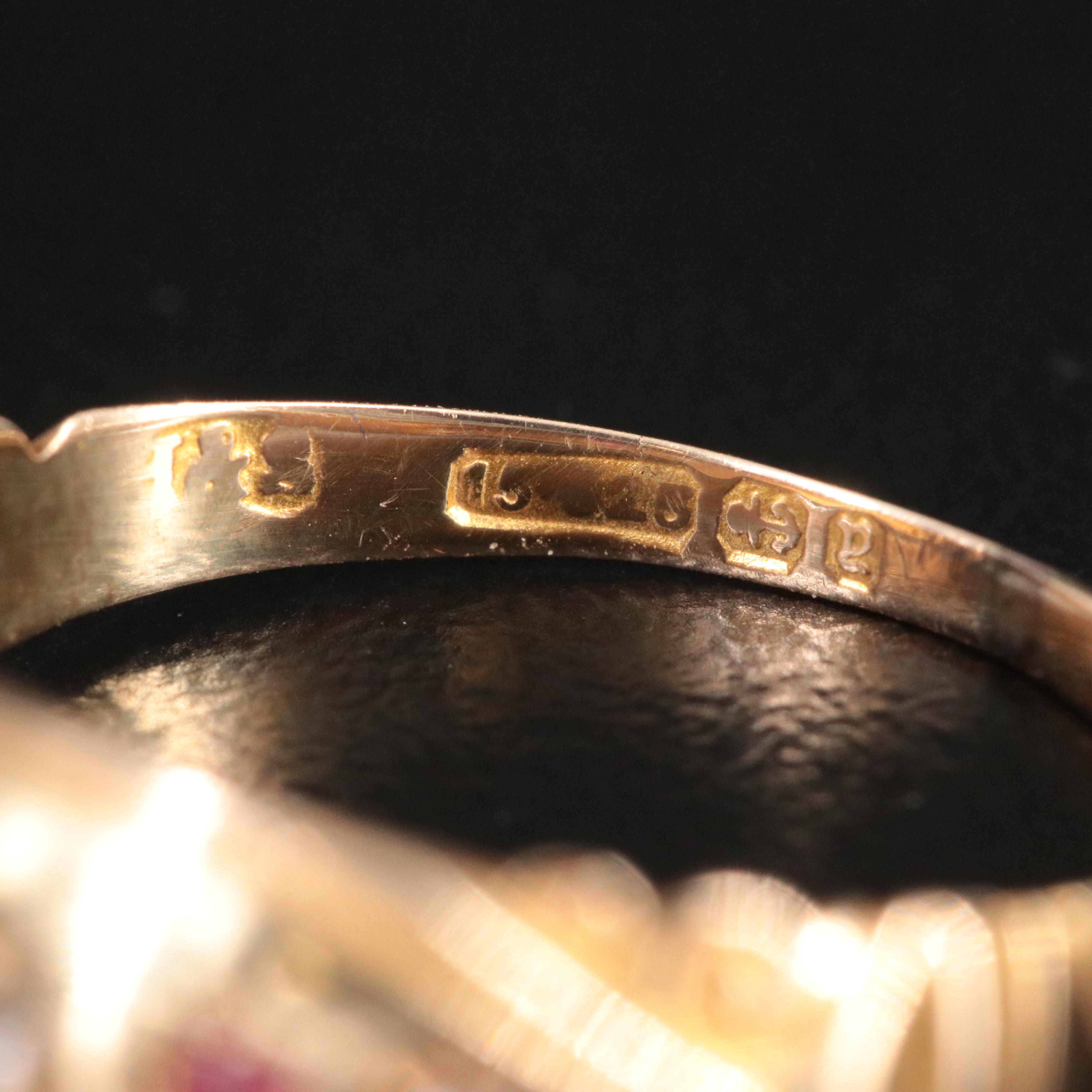 Antique 15K 0.03 CTW Diamond and Glass Ring