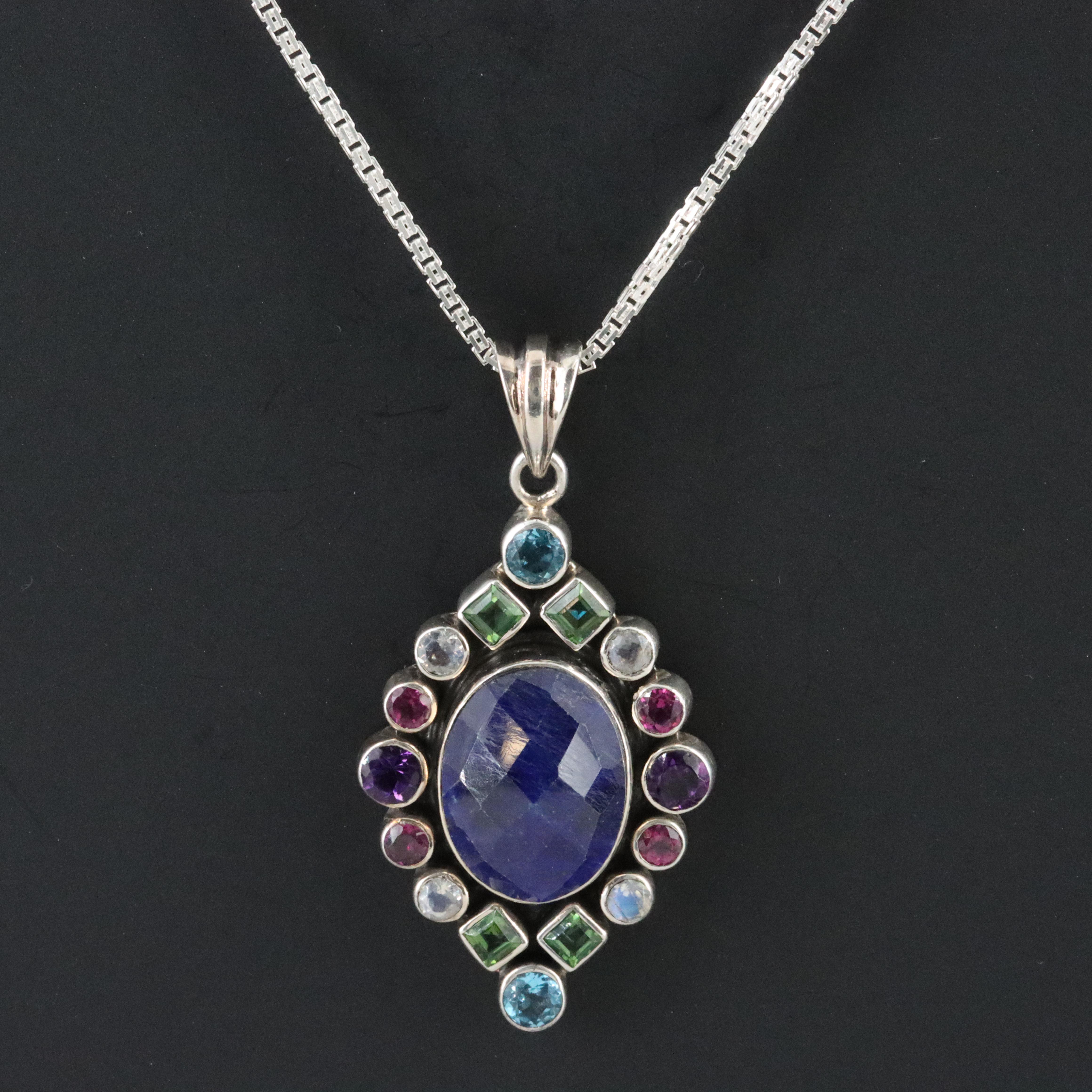 Sterling Gemstone Pendant Necklace
