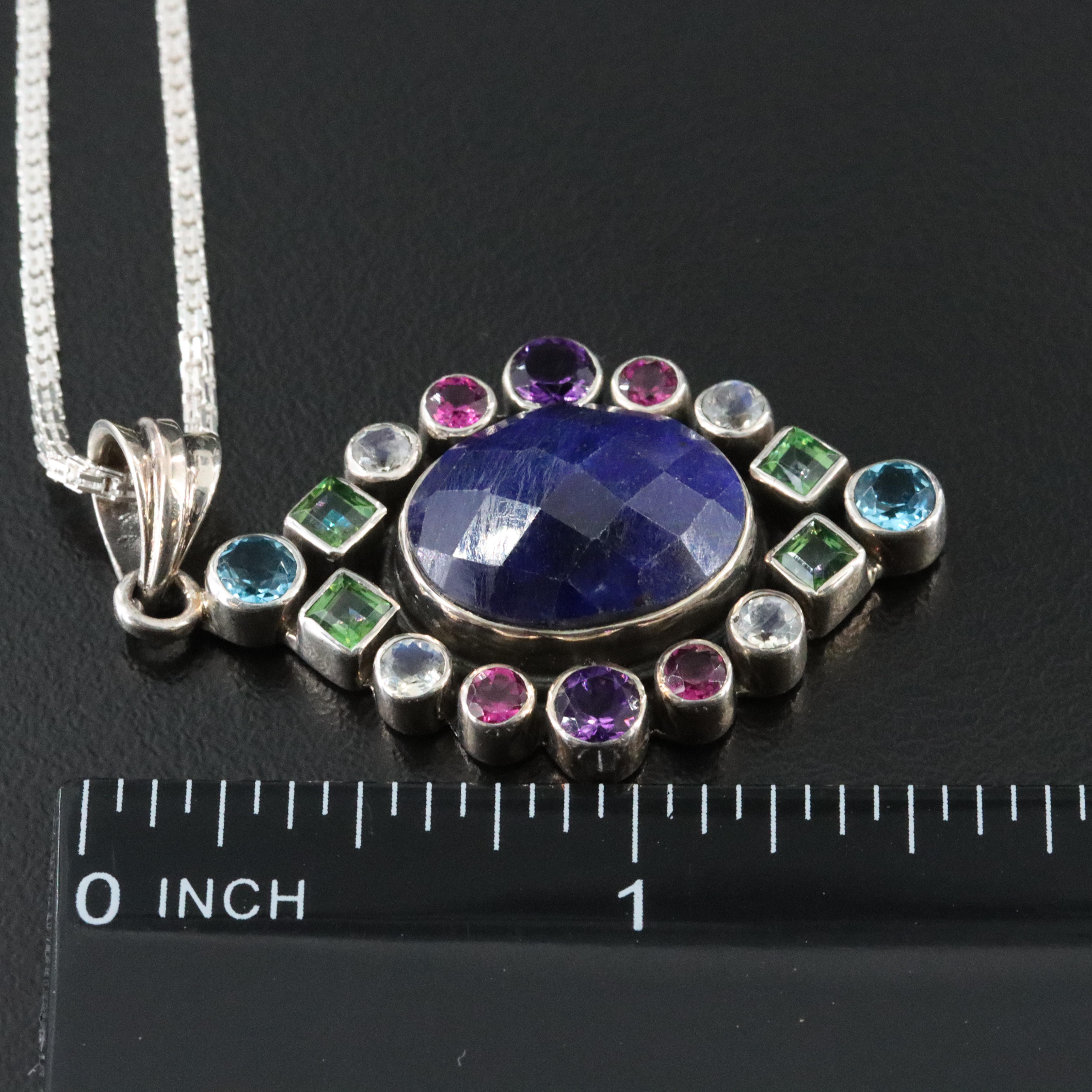 Sterling Gemstone Pendant Necklace