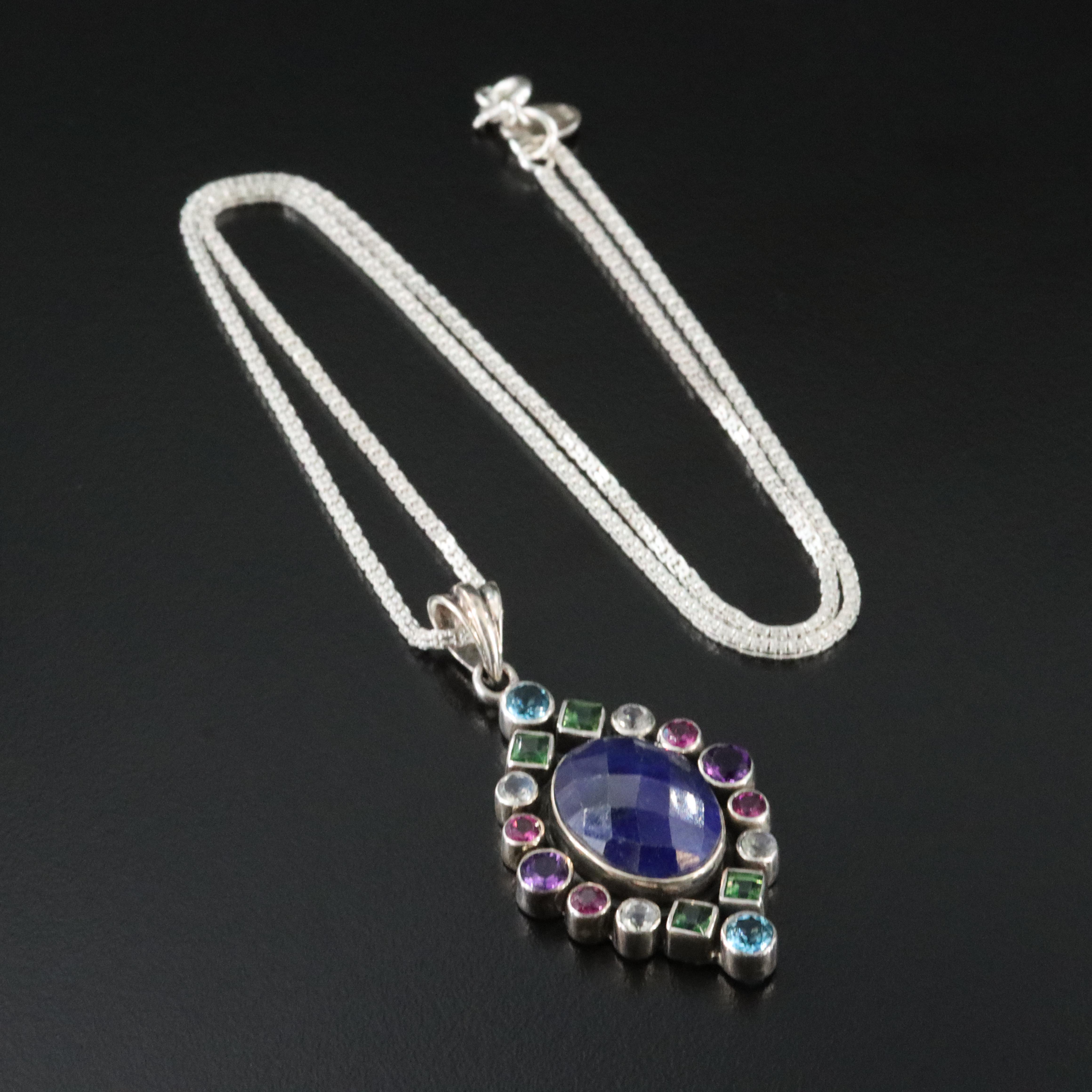 Sterling Gemstone Pendant Necklace