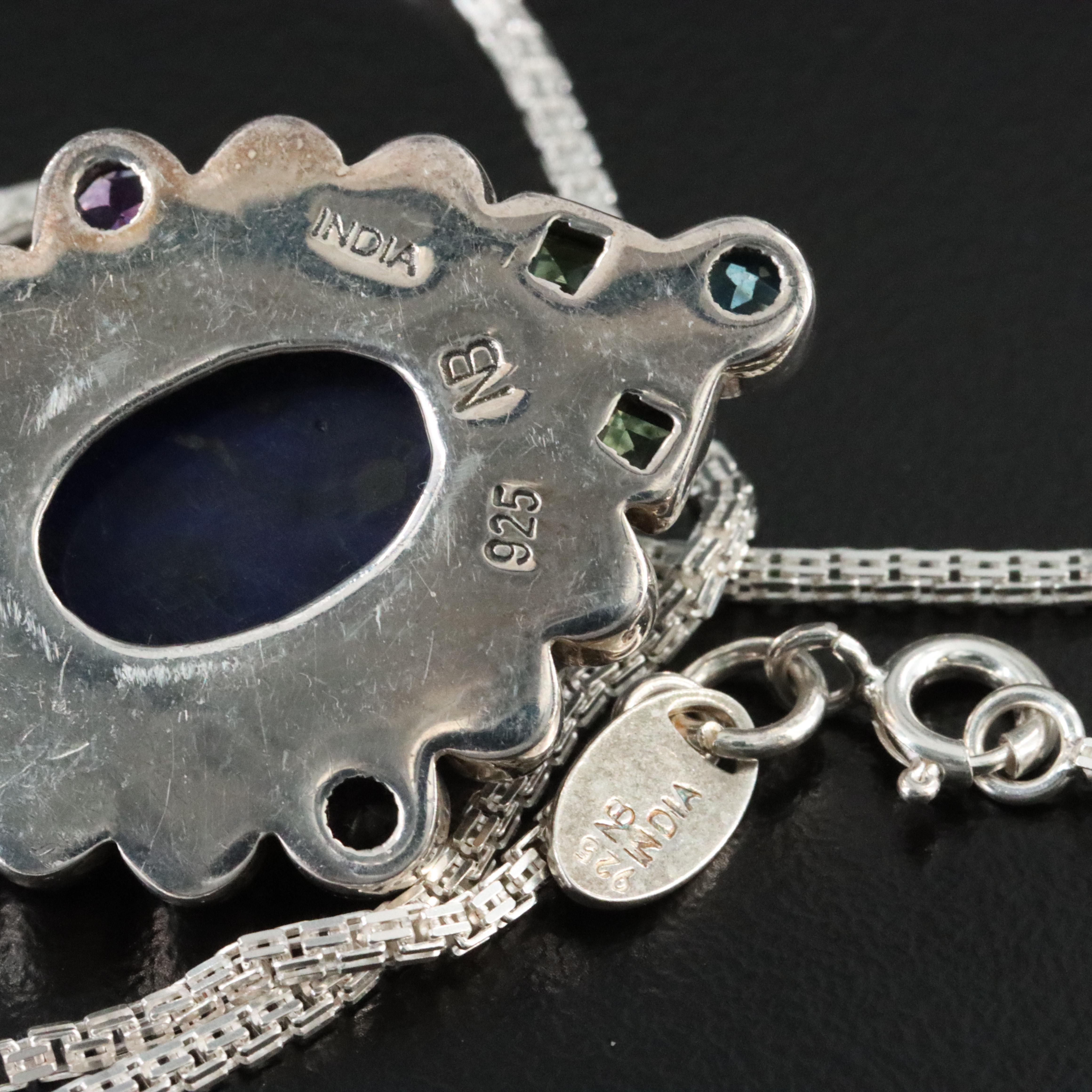 Sterling Gemstone Pendant Necklace