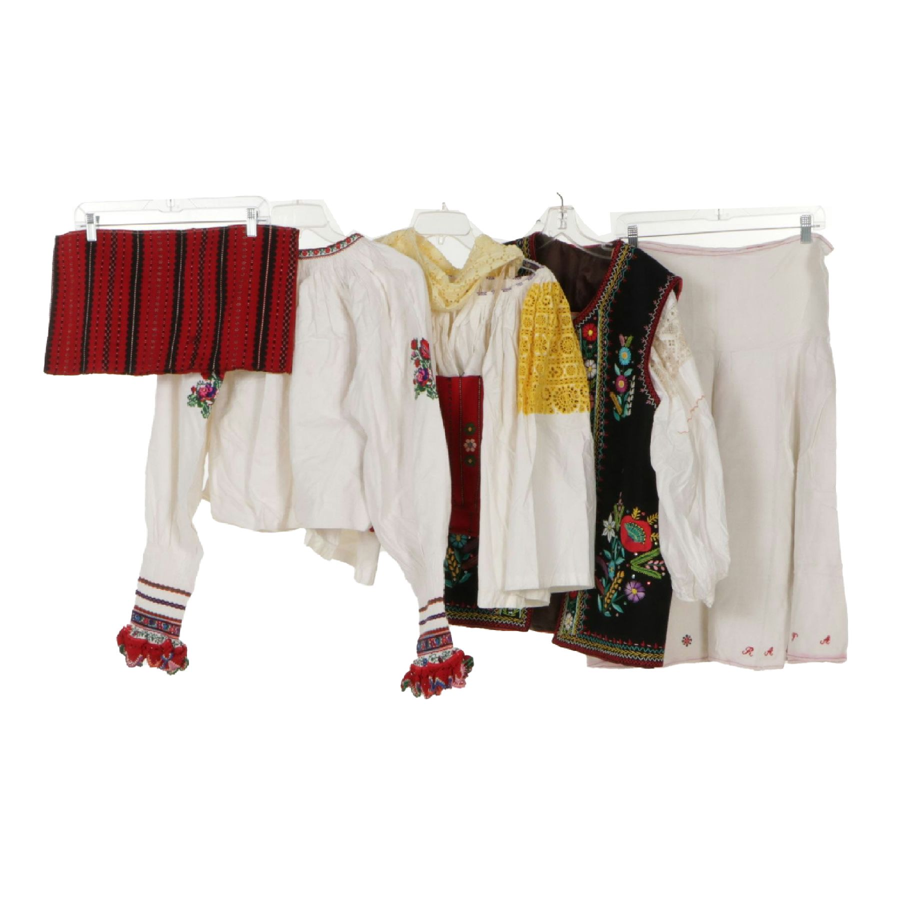 Eastern European Embroidered Blouses, Vest, Skirt and More