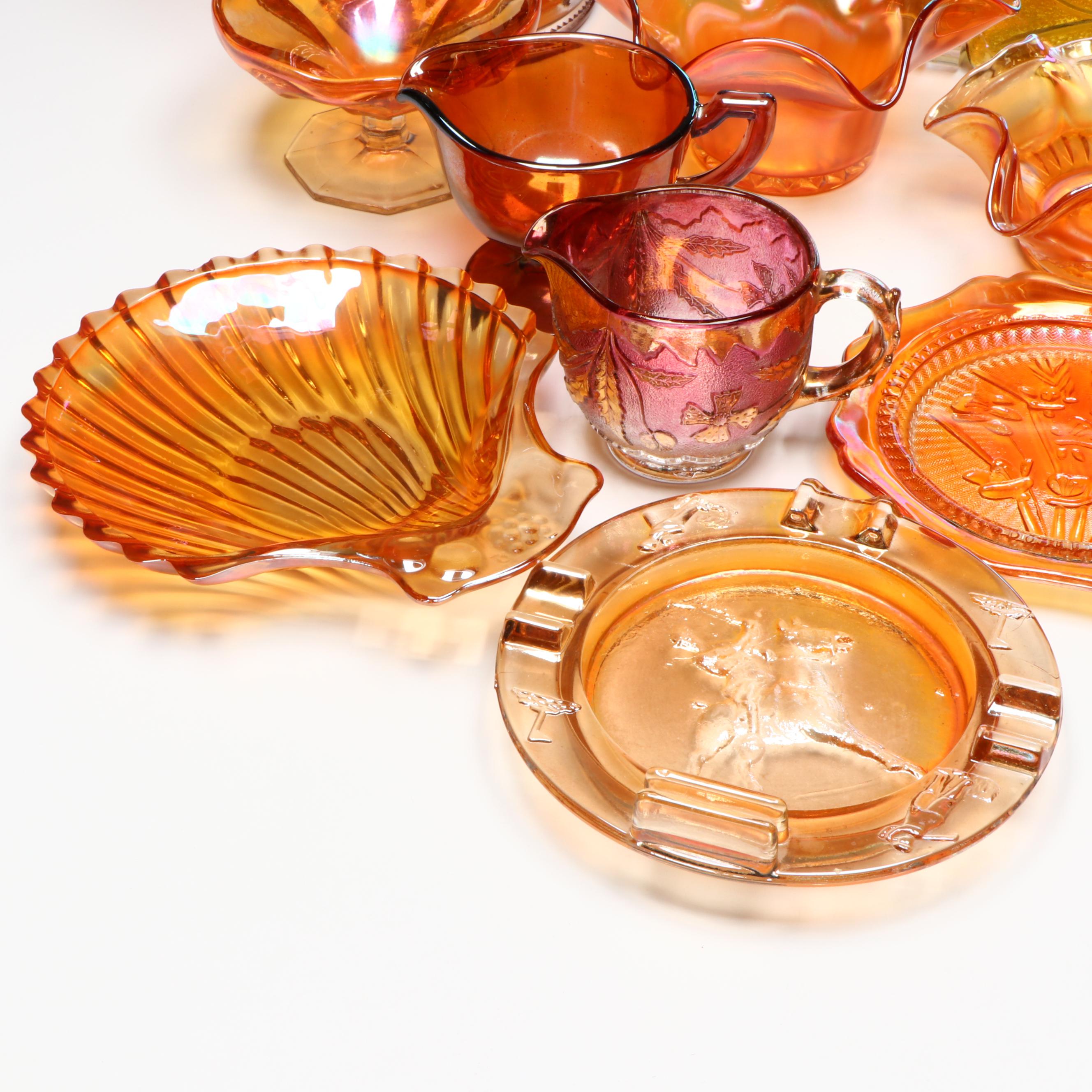 American Marigold Carnival Glass Tableware and Accessories, 20th Century