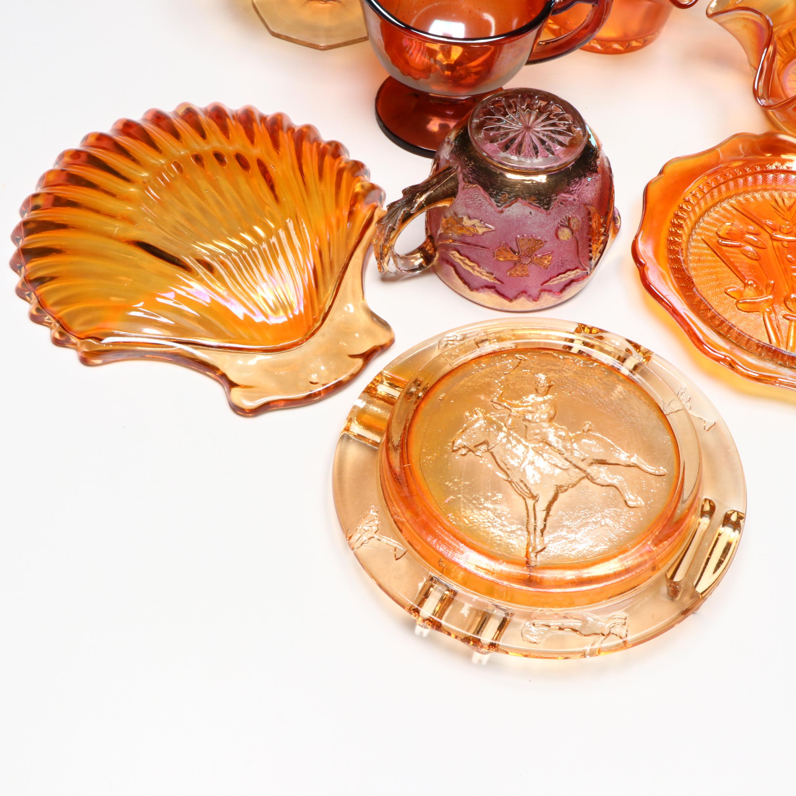 American Marigold Carnival Glass Tableware and Accessories, 20th Century