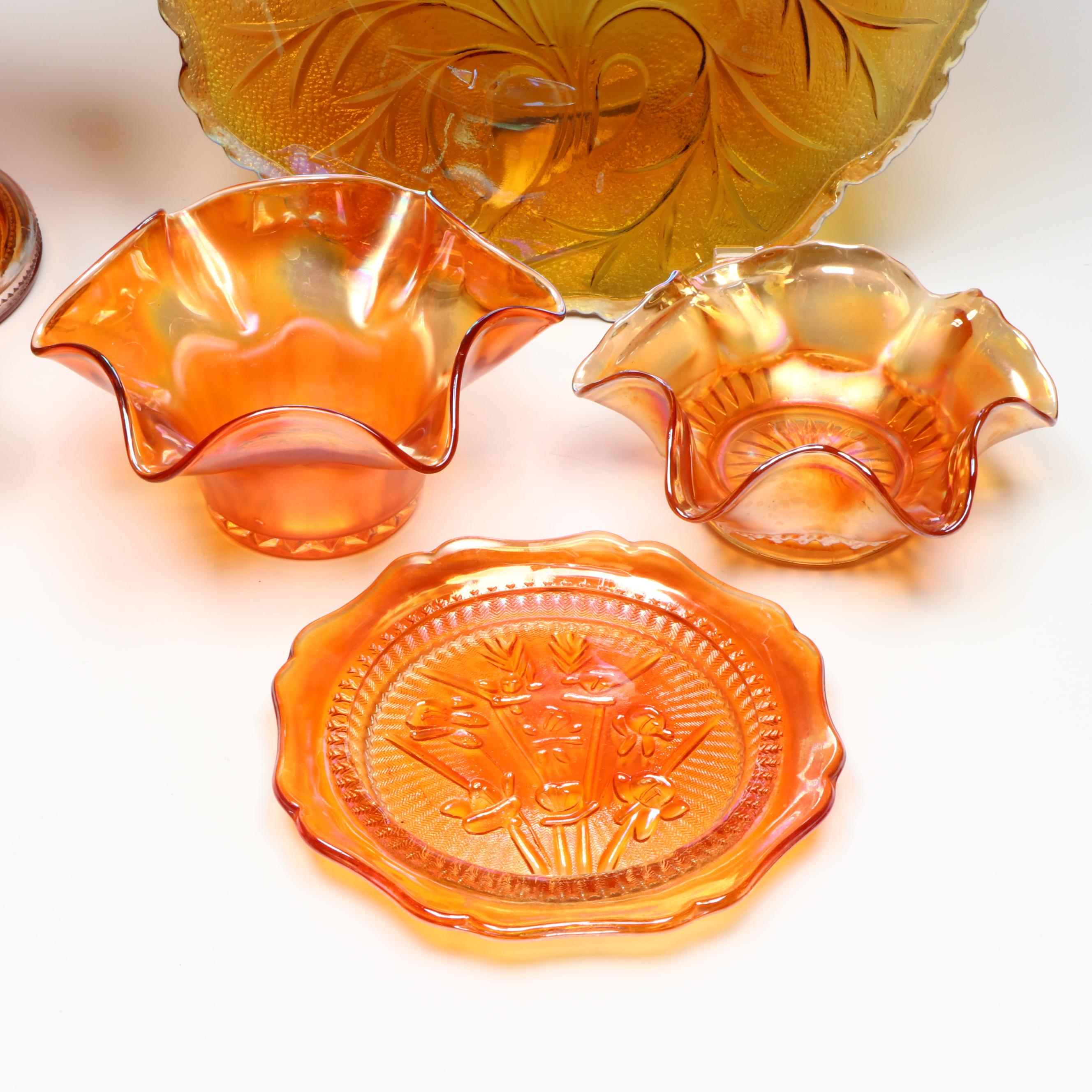 American Marigold Carnival Glass Tableware and Accessories, 20th Century