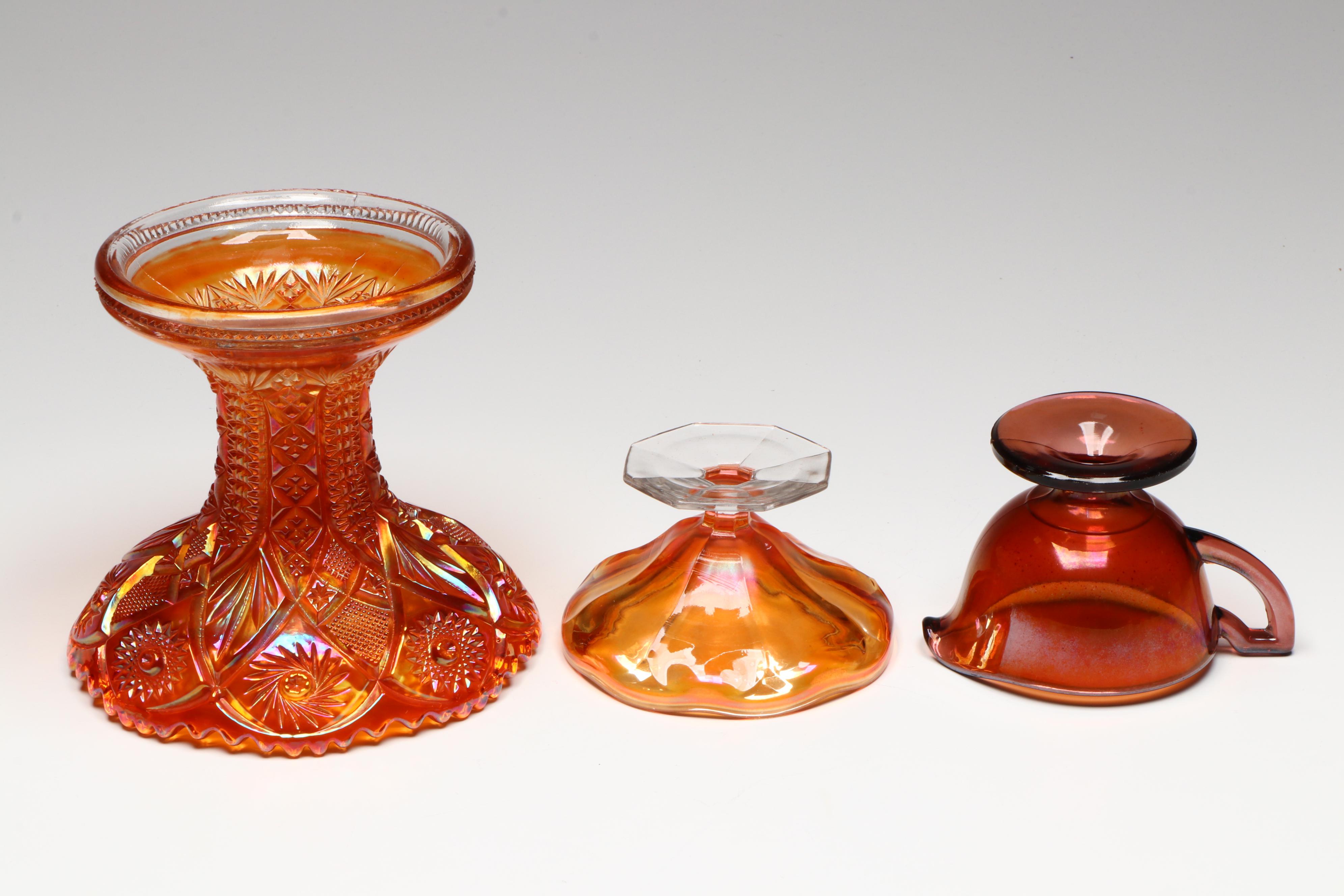 American Marigold Carnival Glass Tableware and Accessories, 20th Century