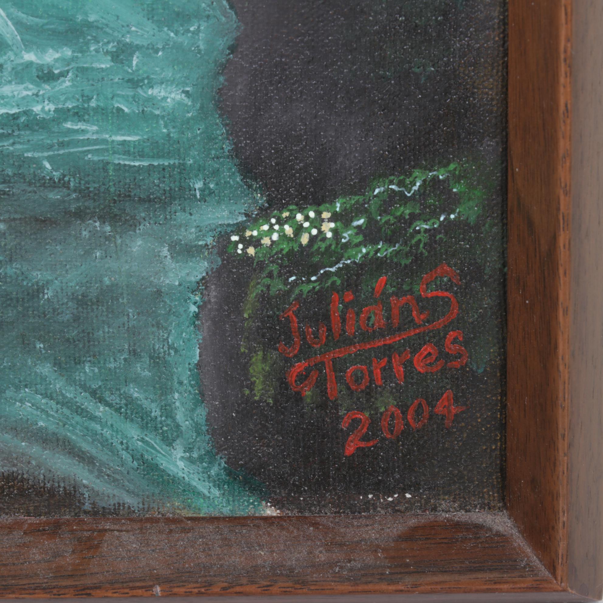 Julian Torres Tropical Rainforest Landscape Oil Painting, 2004