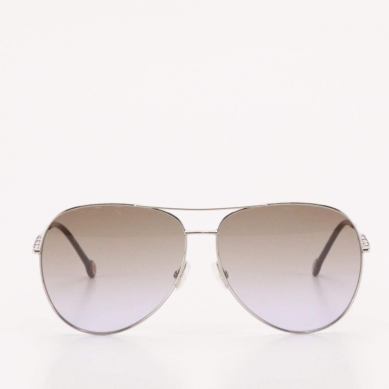 Carolina Herrera CH0034/S Silver and Violet Aviator Framed Sunglasses with Case