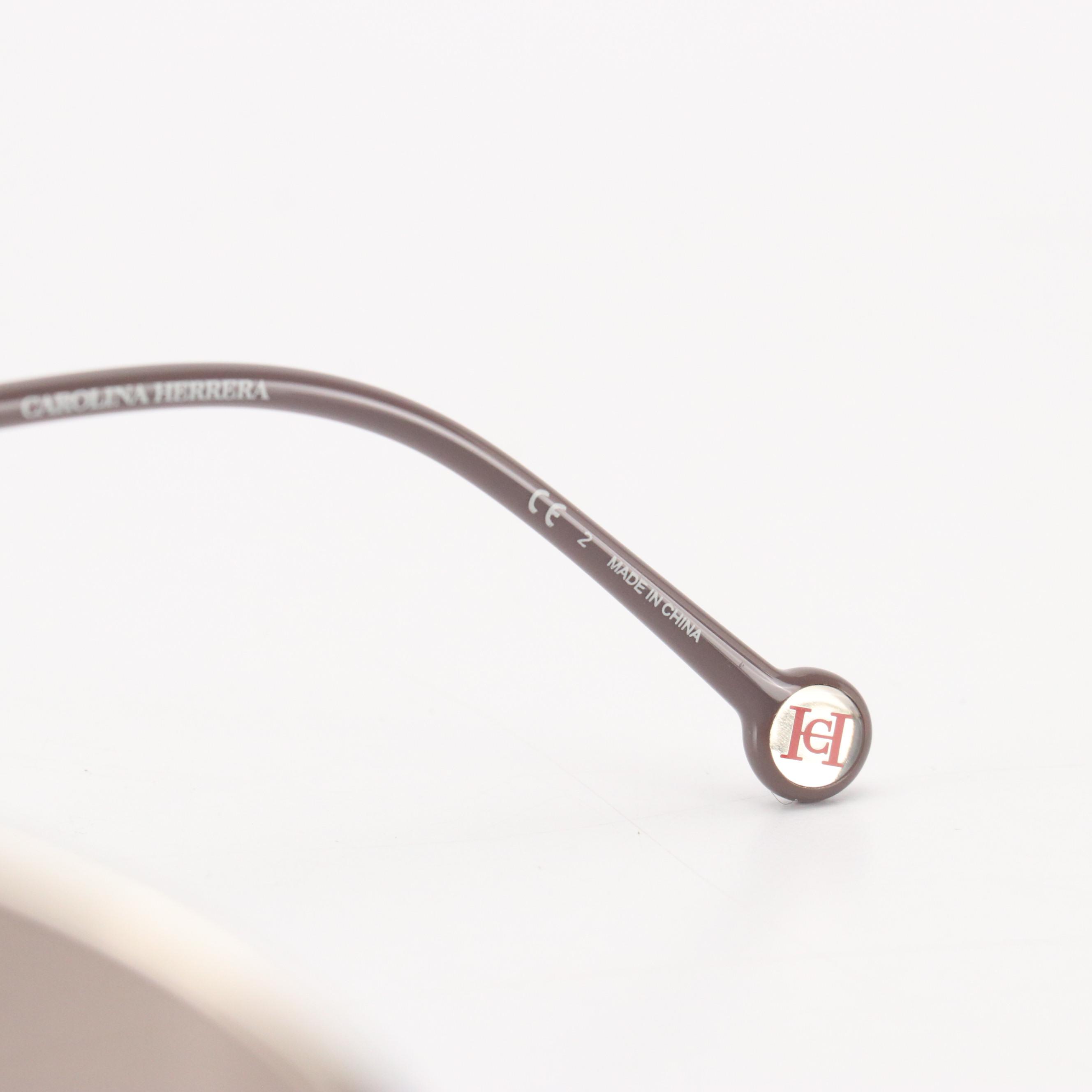 Carolina Herrera CH0034/S Silver and Violet Aviator Framed Sunglasses with Case