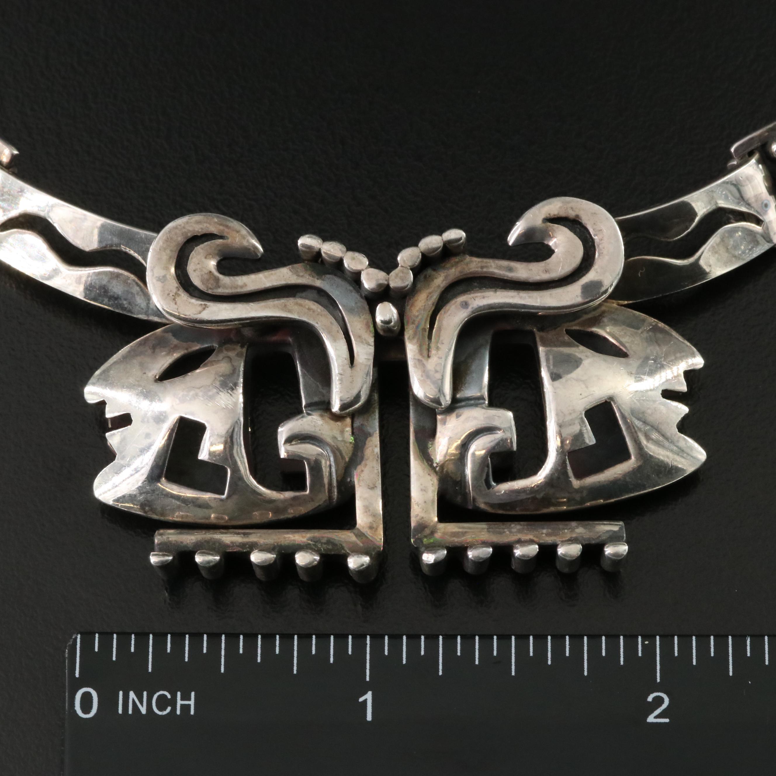 Mexican Modernist Salvador Teran Sterling Warrior Necklace