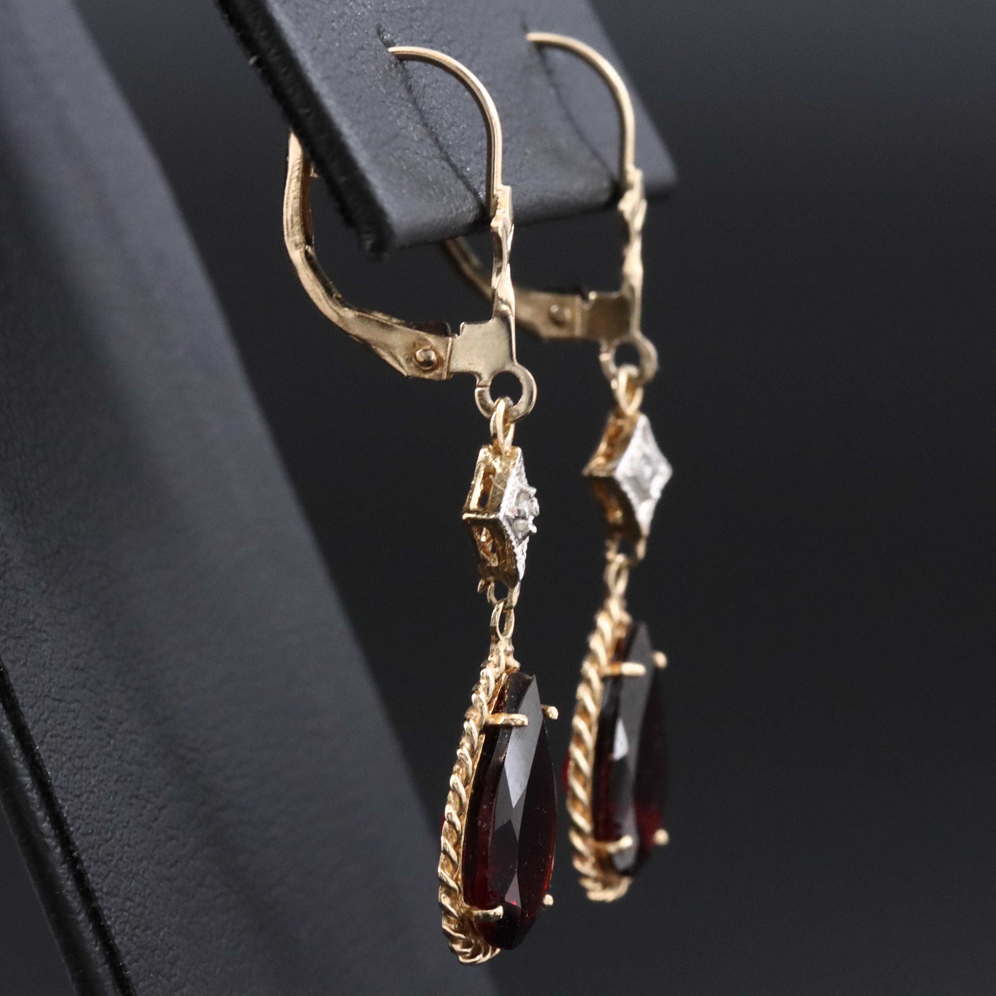 14K Garnet and Diamond Earrings