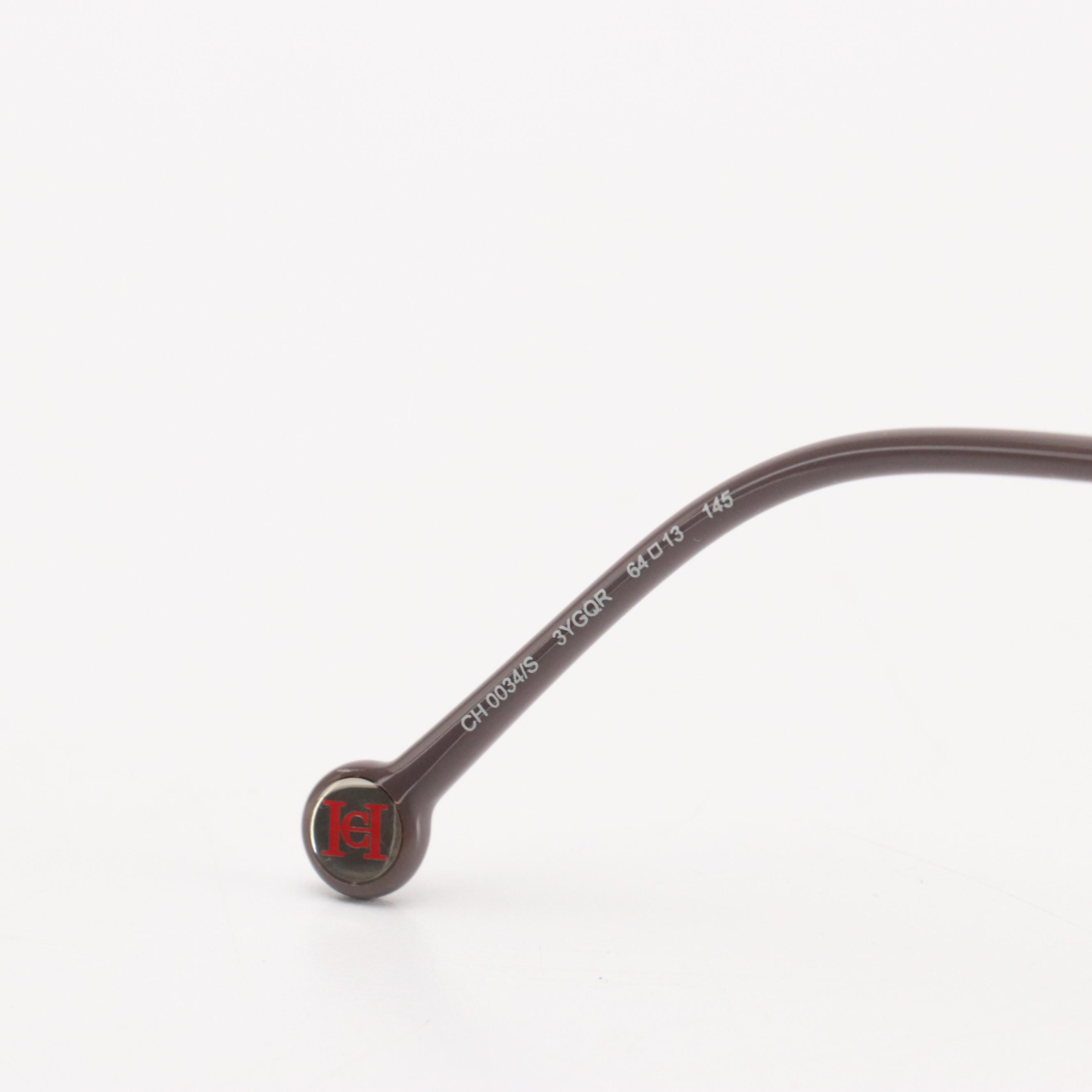 Carolina Herrera CH0034/S Silver and Violet Aviator Framed Sungalsses with Case