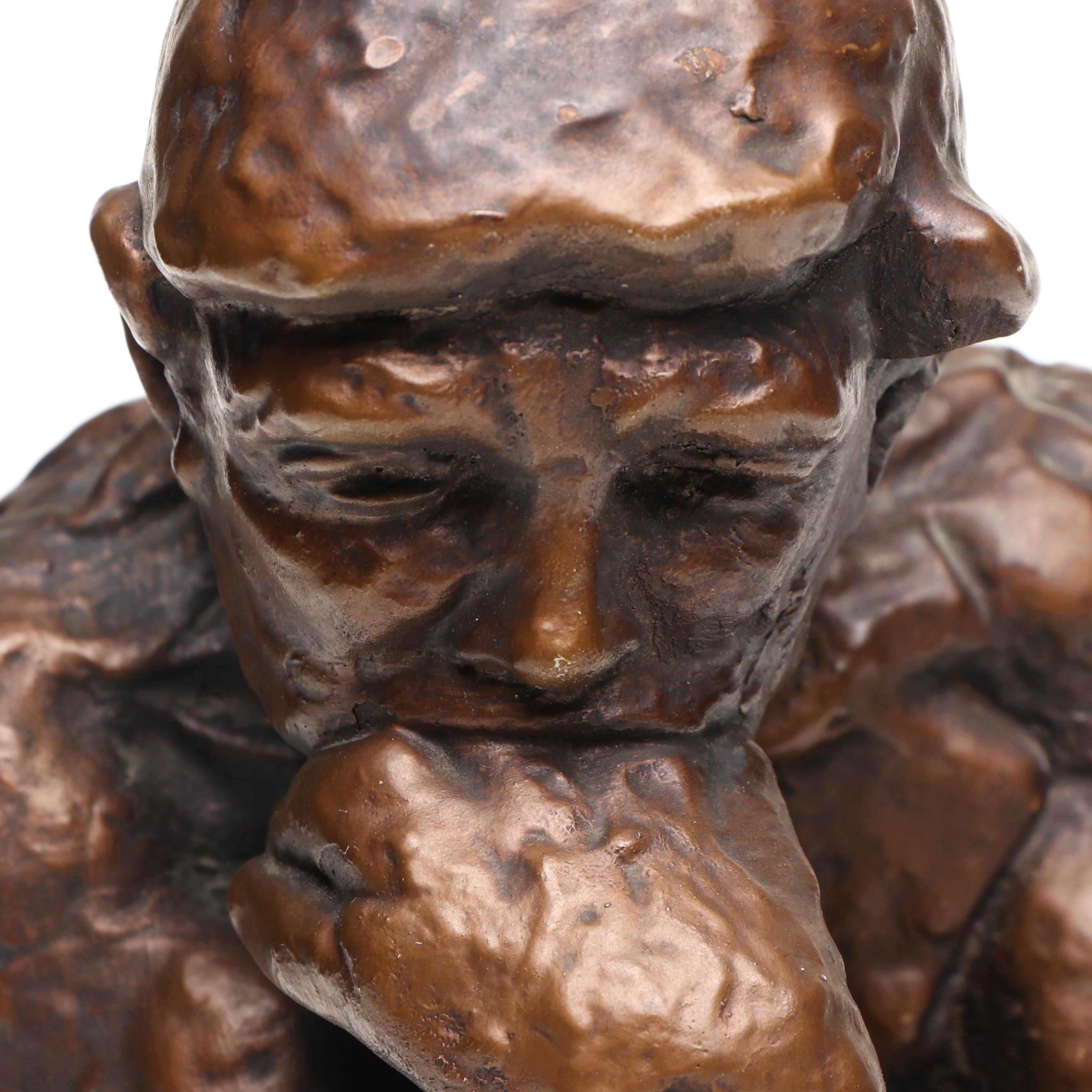 Bronze Finish "The Thinker" Resin Sculpture After Auguste Rodin