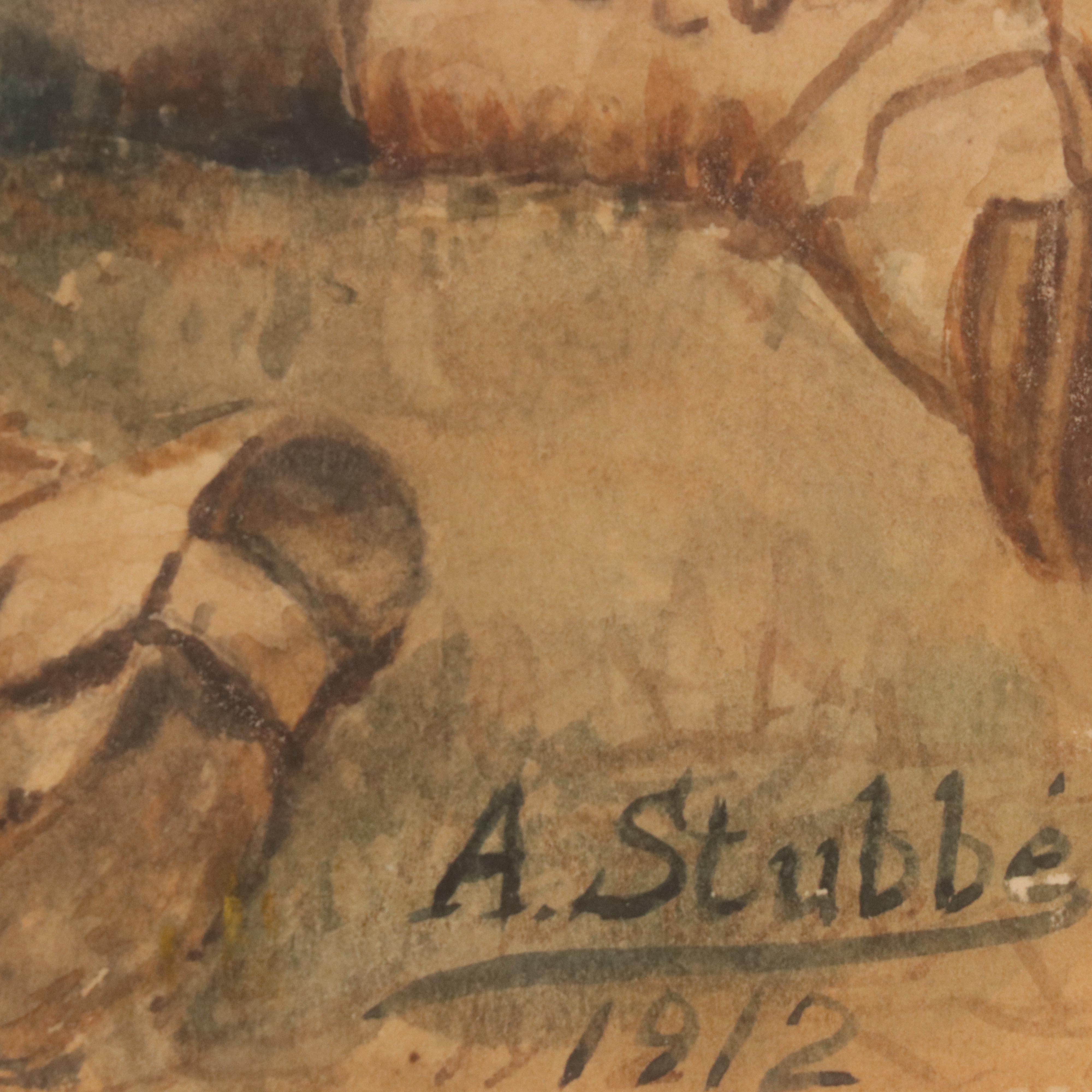 Watercolor Painting After Alphonse de Neuville Depicting Franco-Prussian Battle