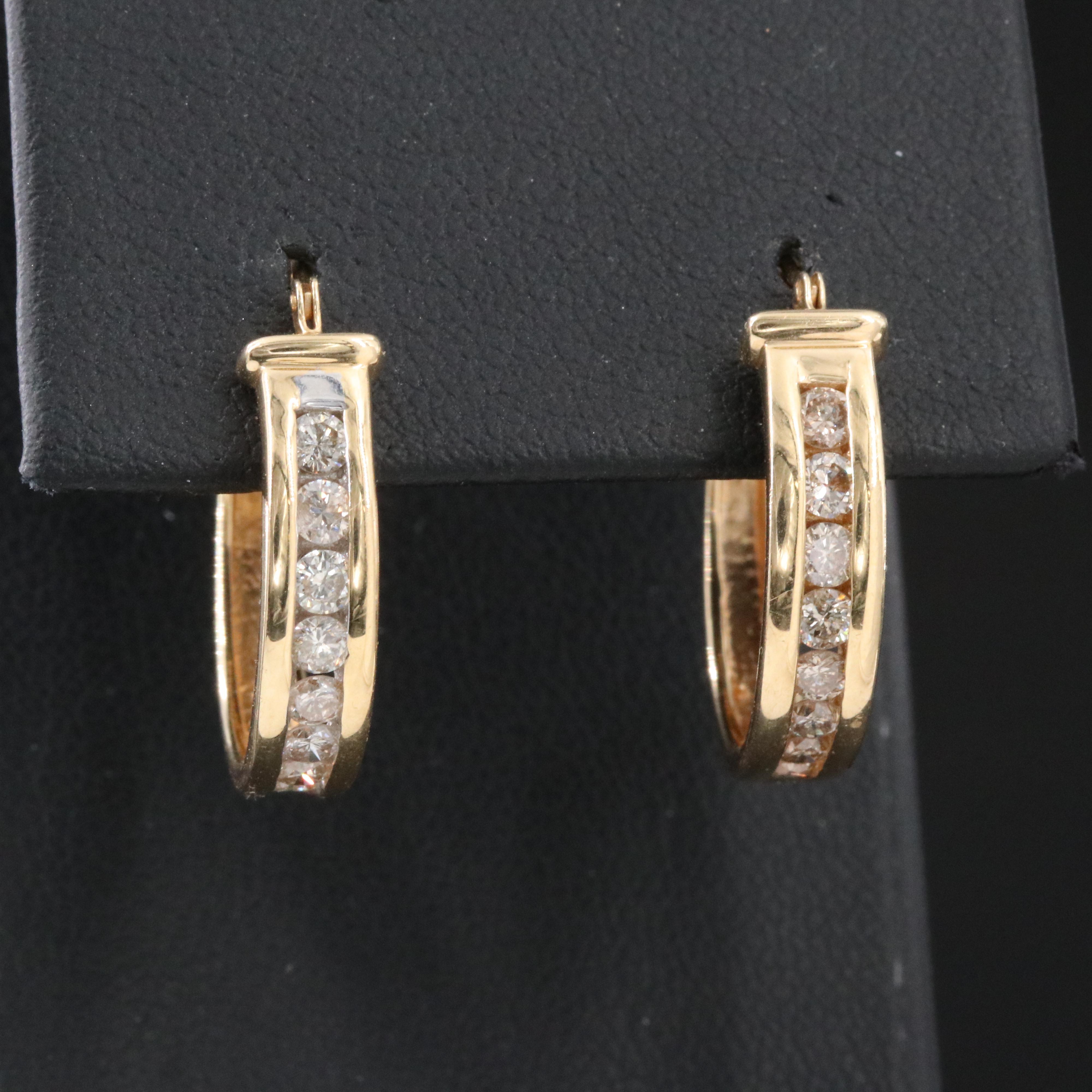 14K 1.00 CTW Diamond Hoop Earrings