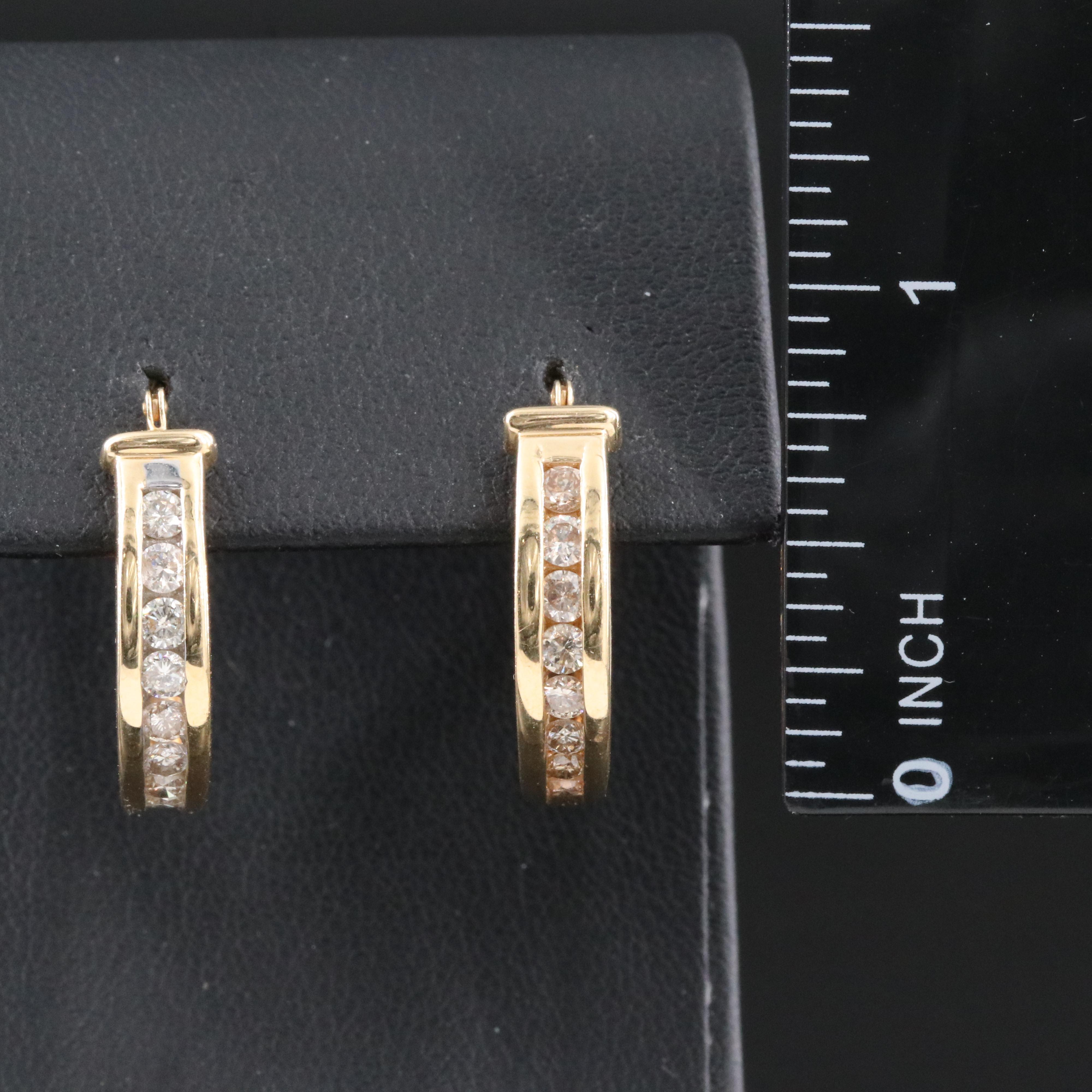 14K 1.00 CTW Diamond Hoop Earrings